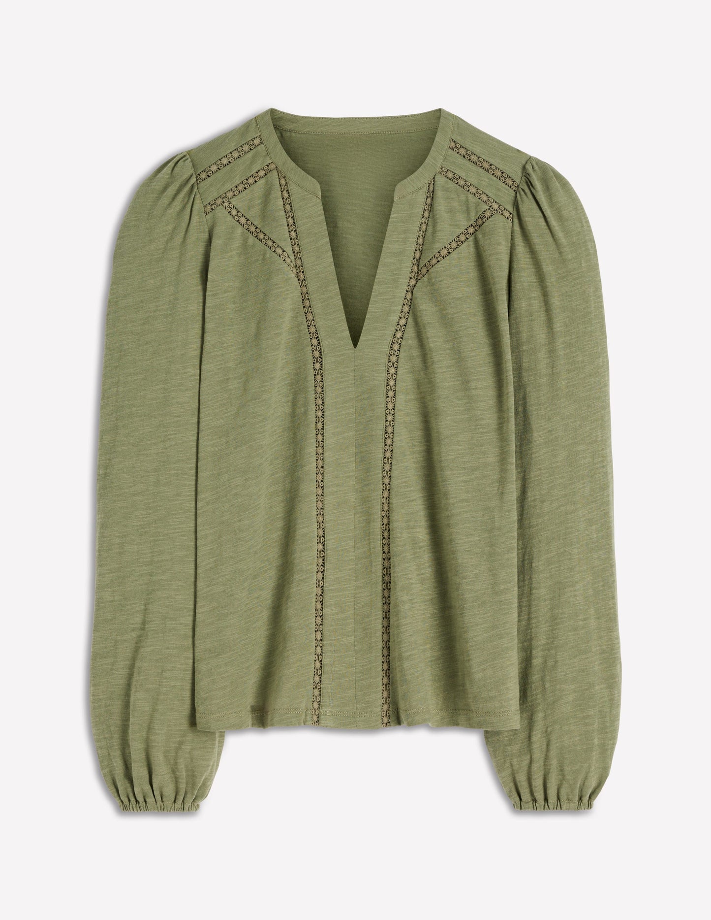 Poppy Long Sleeve Top-Oil Green