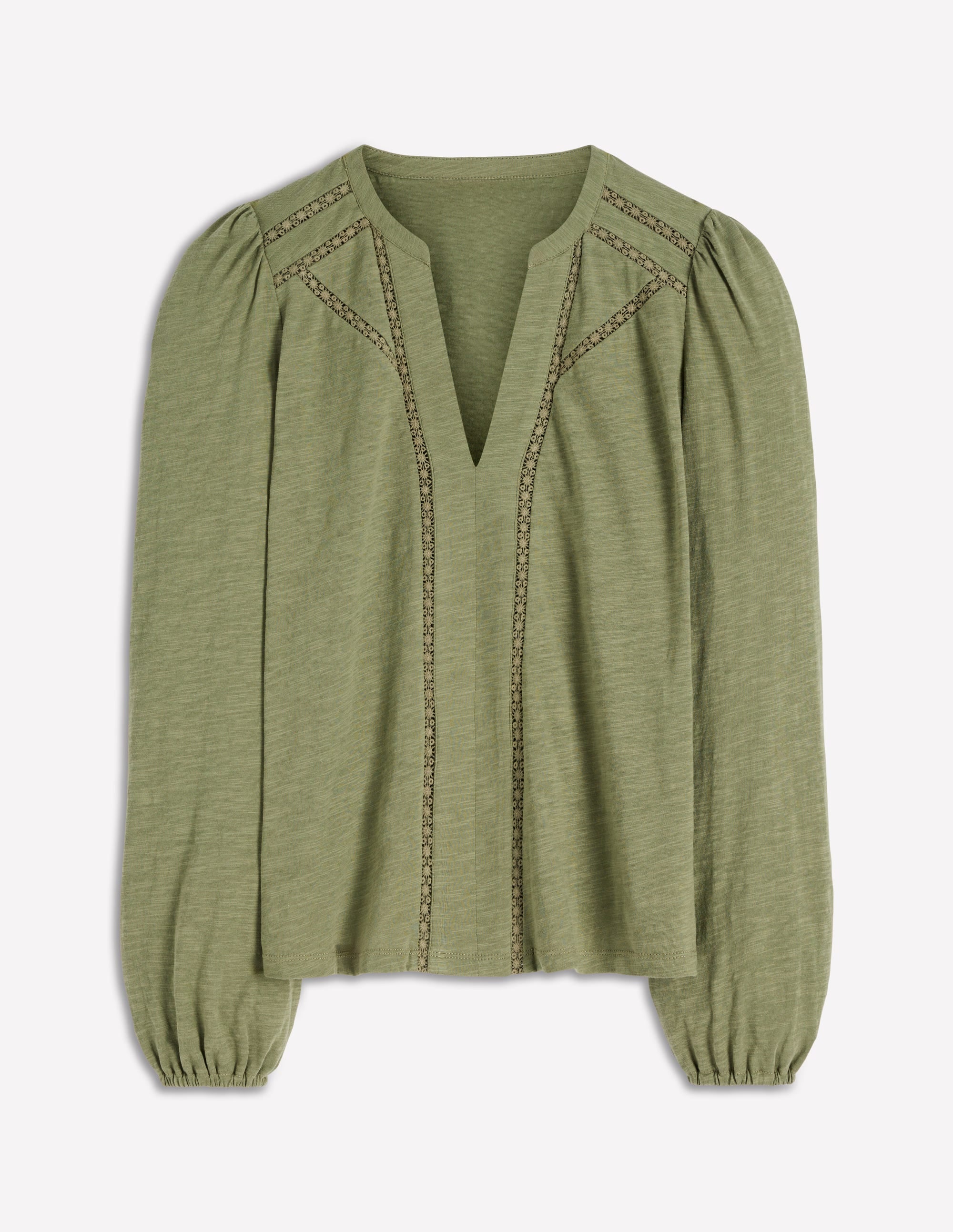 Poppy Long Sleeve Top-Larch Green - Image 4