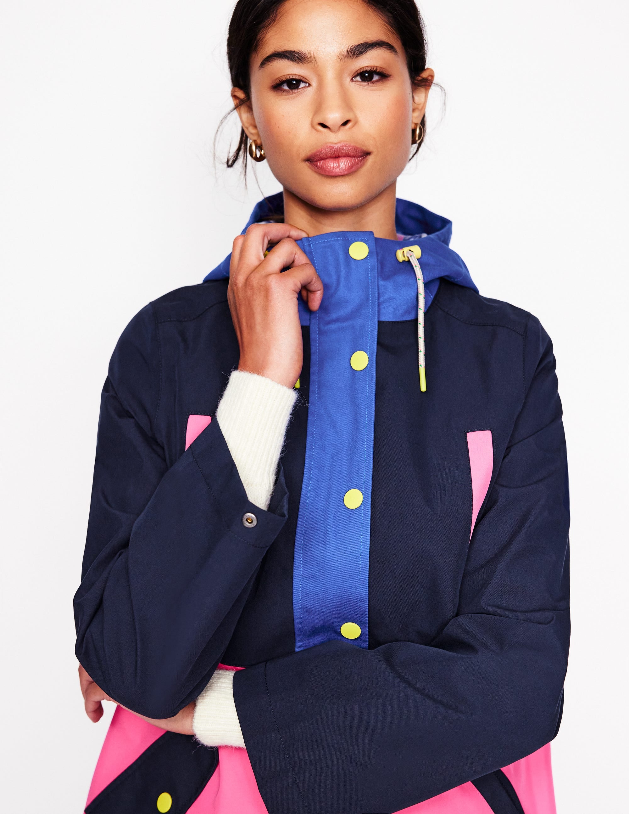 Wells Waterproof Hooded Coat-Colourblock - Image 2