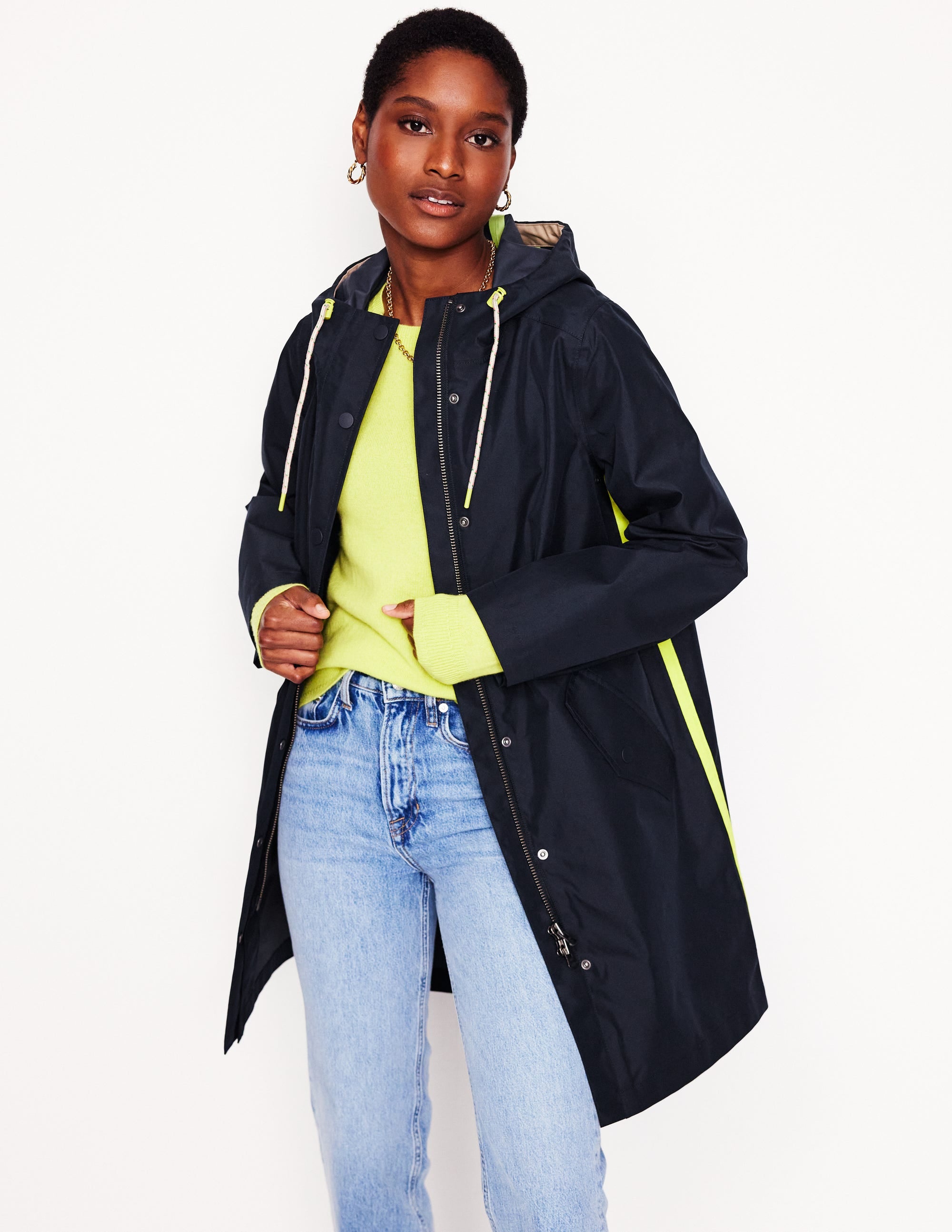 Wells Waterproof Hooded Coat-Navy - Image 1