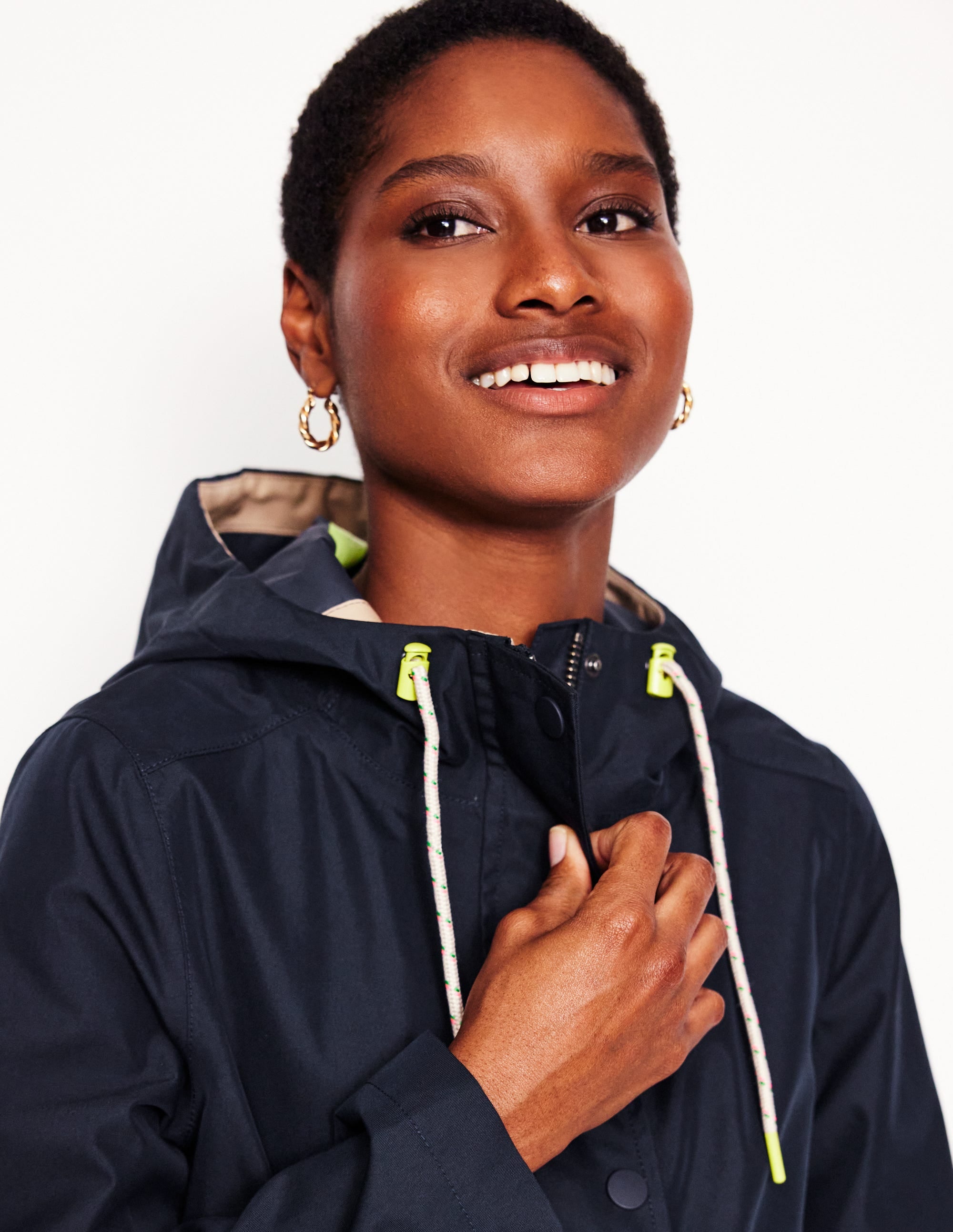 Wells Waterproof Hooded Coat-Navy - Image 2