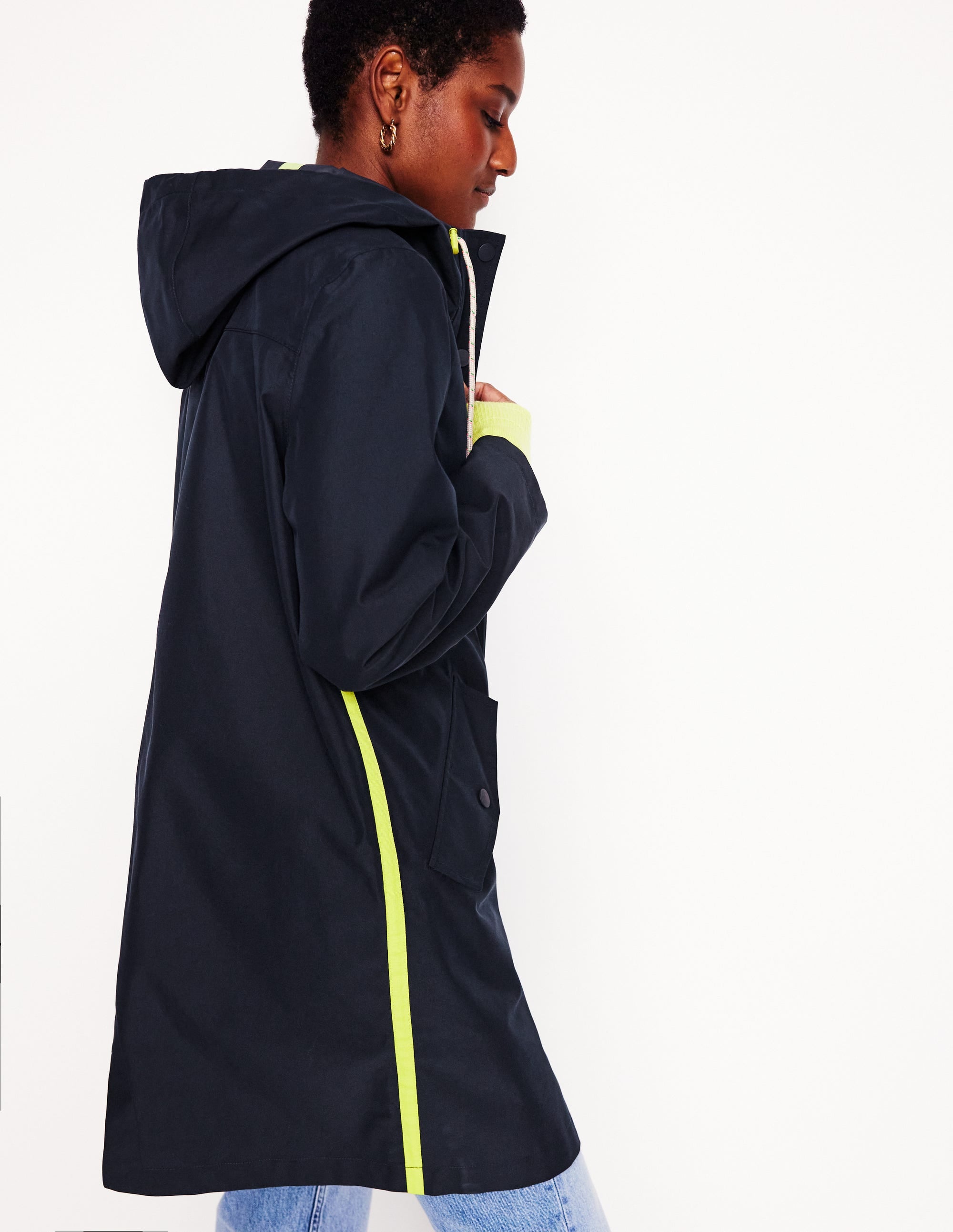 Wells Waterproof Hooded Coat-Navy - Image 4
