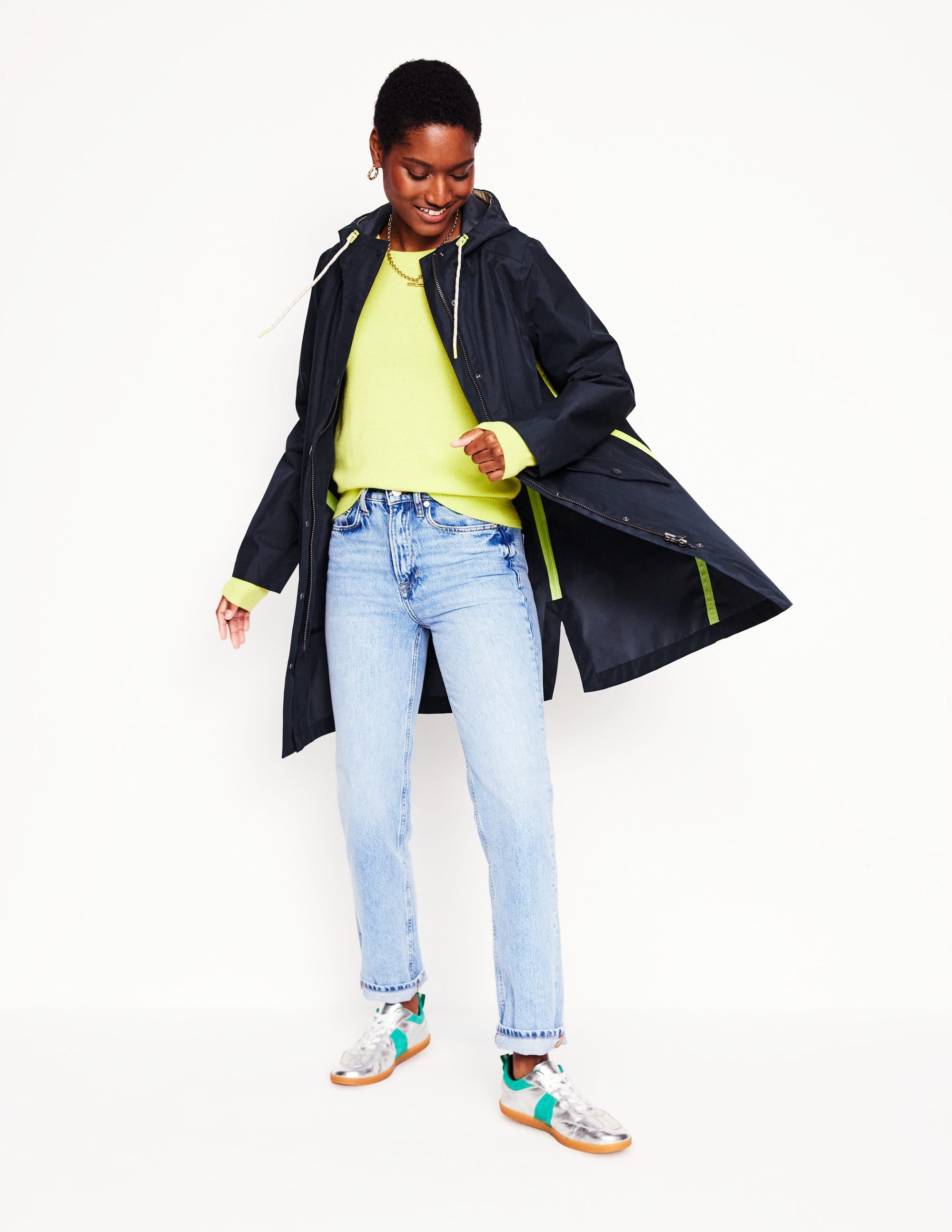 Wells Waterproof Hooded Coat-Navy - Image 5