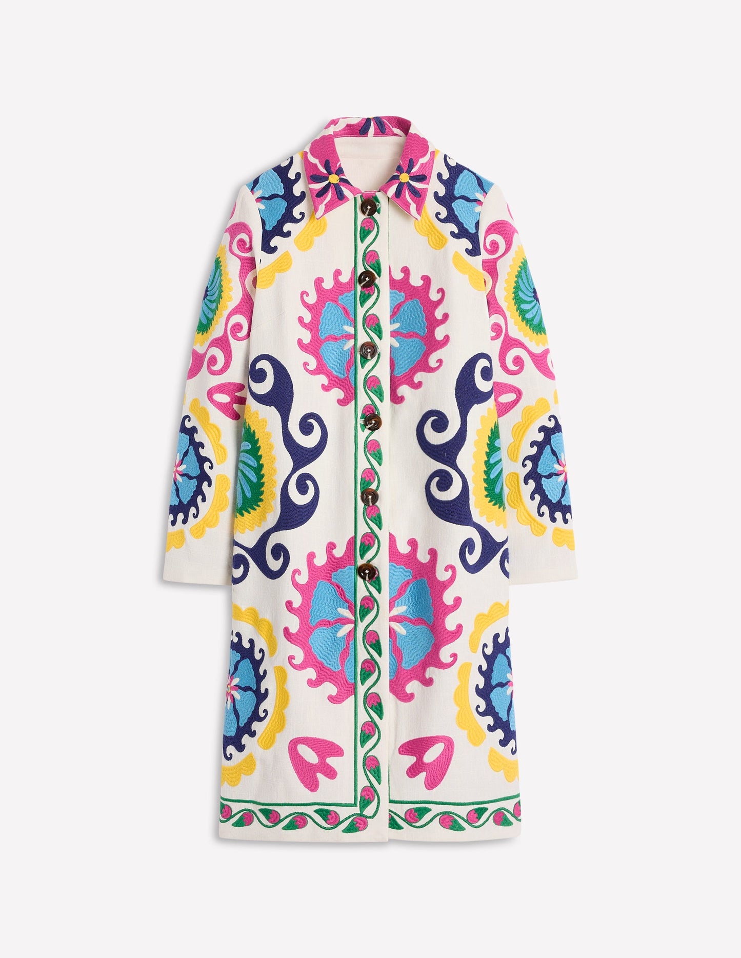 Embroidered Souvenir Coat-Multi, Ornamental Wave