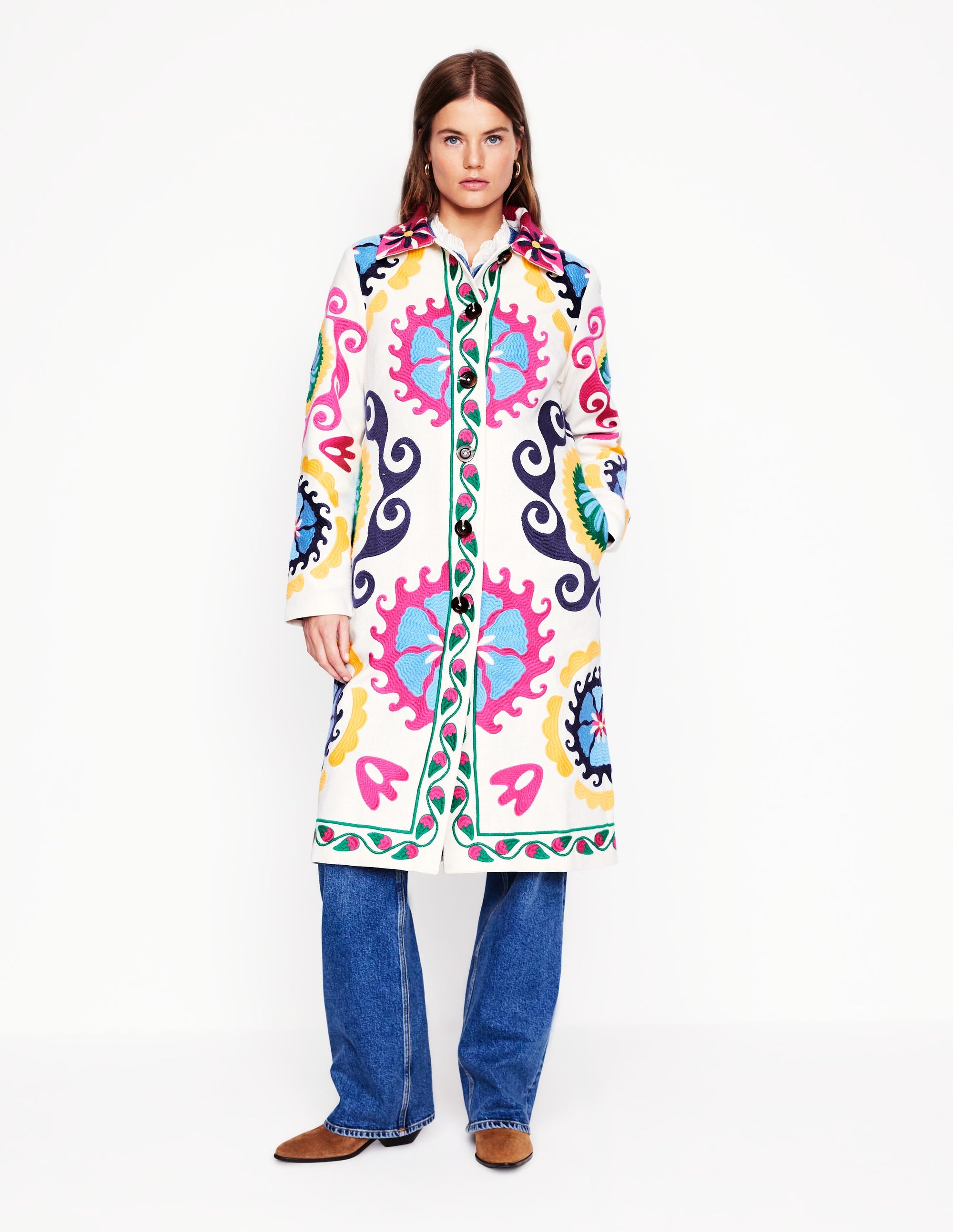 Embroidered Souvenir Coat-Multi, Ornamental Wave - Image 6