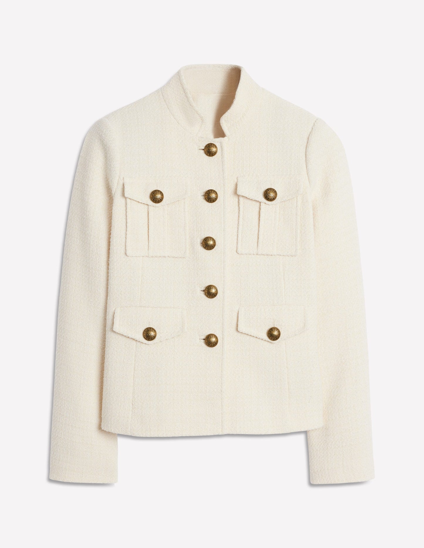 Textured Button Jacket-Ivory