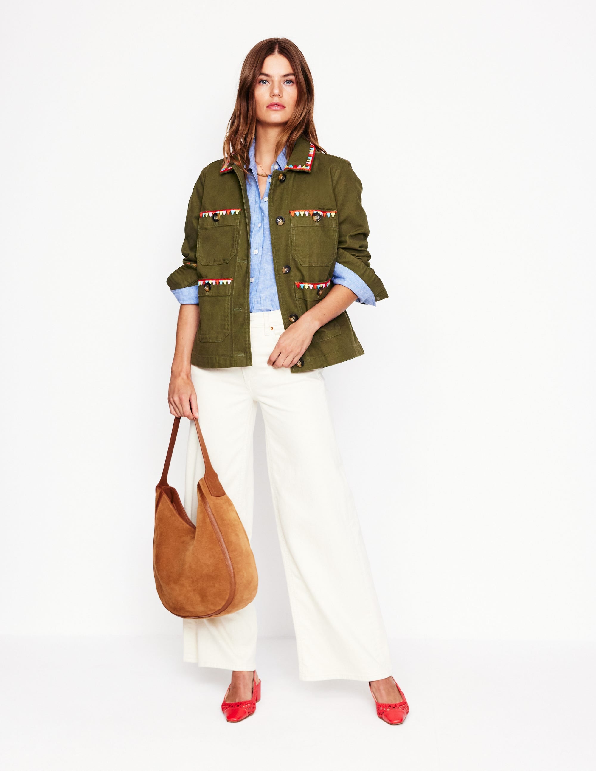 Embroidered Utility Jacket-Woodland Green - Image 5