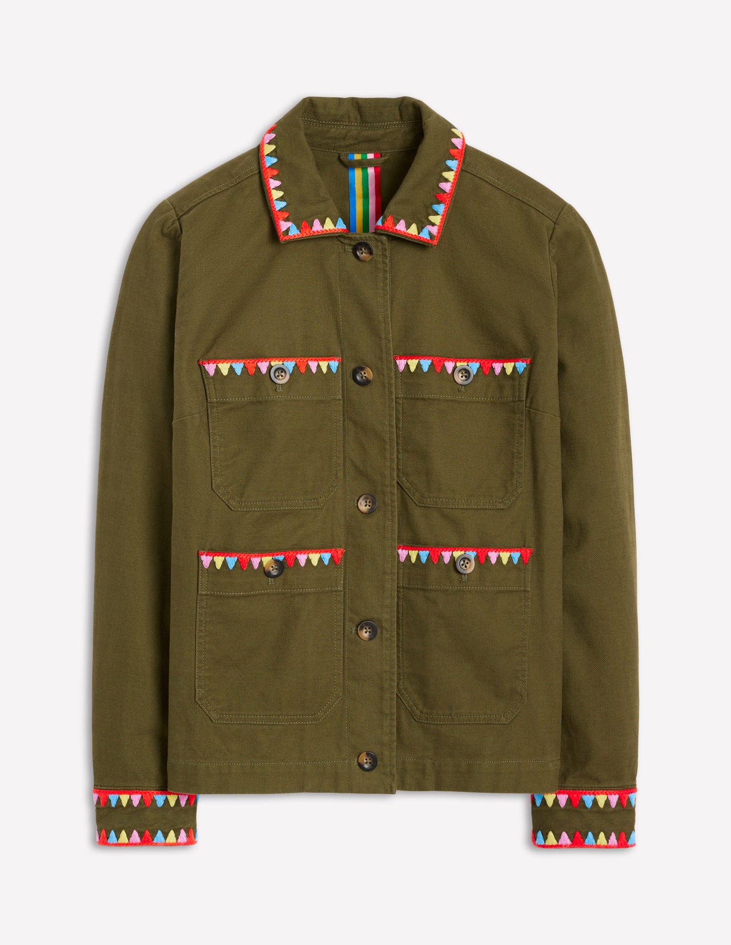 Embroidered Utility Jacket-Woodland Green