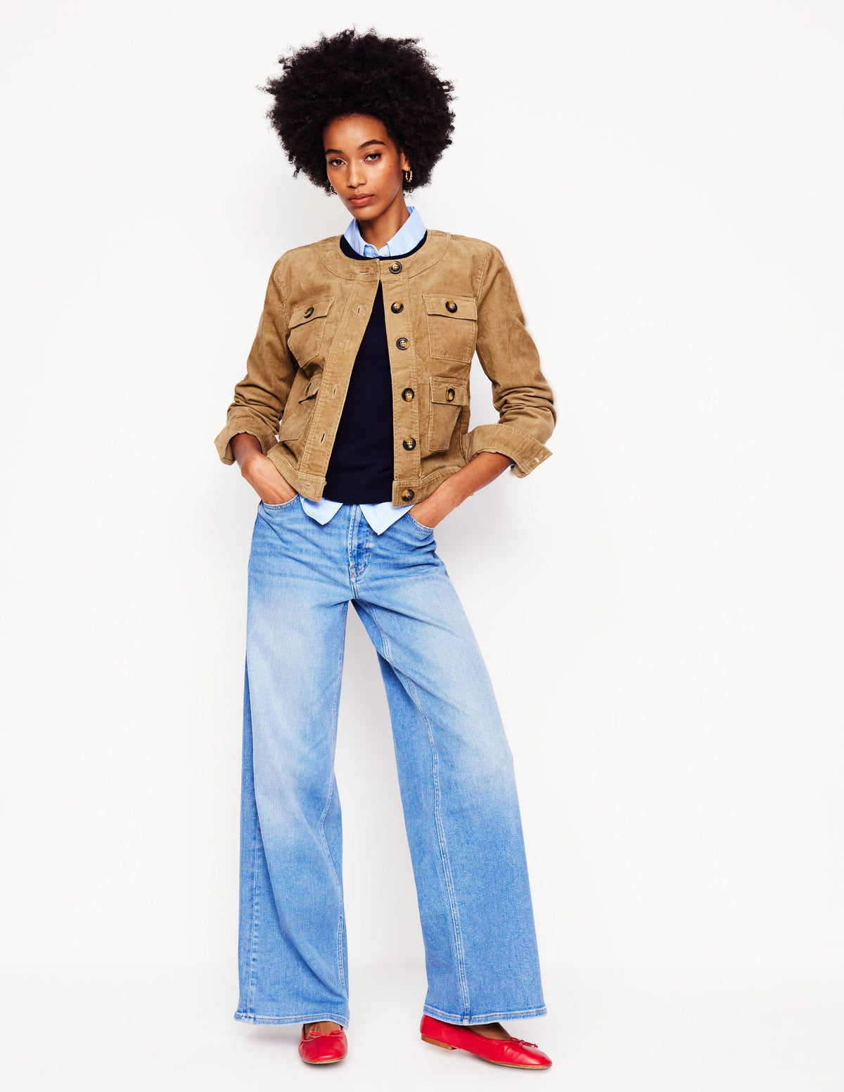 Collarless Casual Jacket-Cappuccino - Image 4