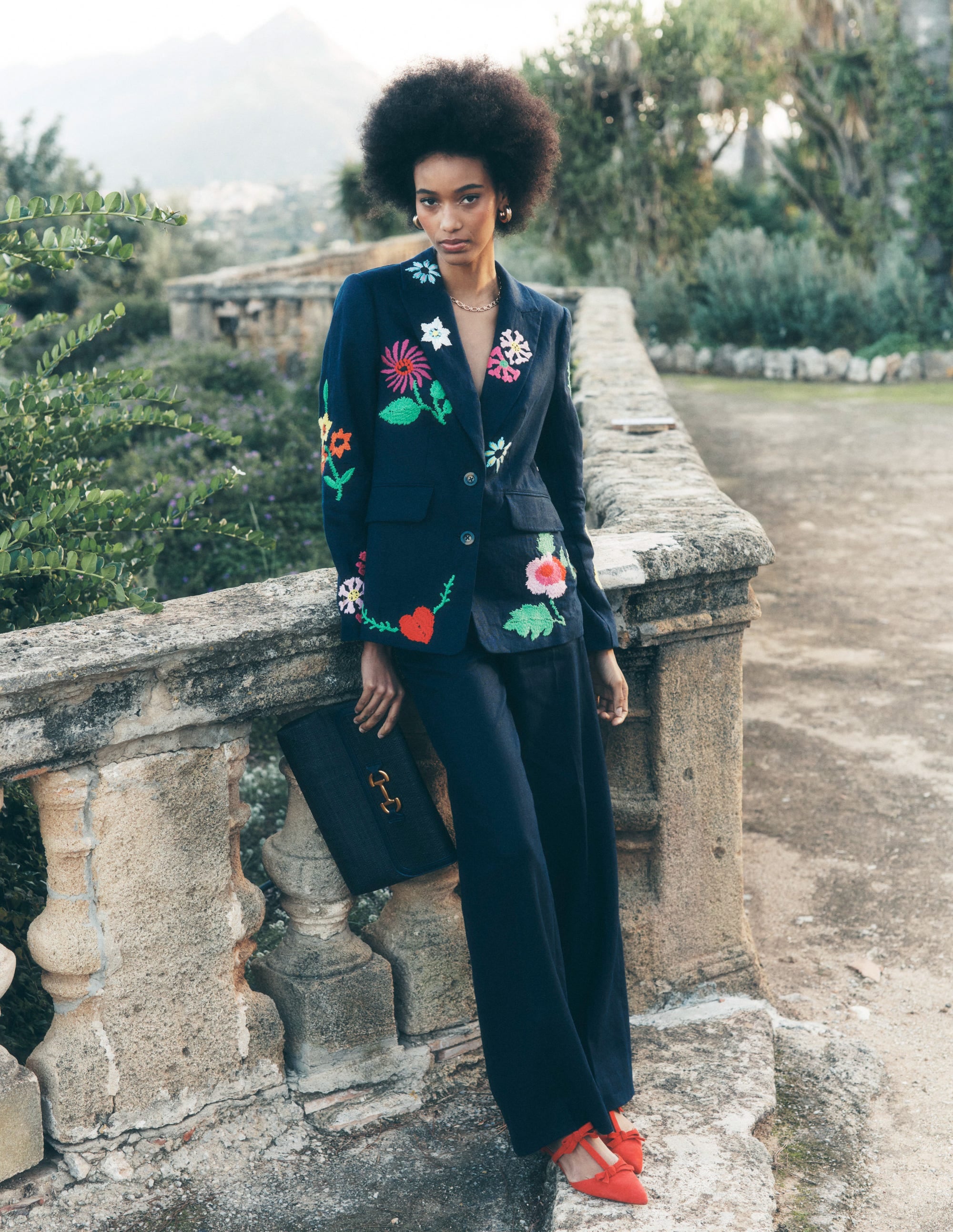 Marylebone Interest Blazer-Navy Embroidery - Image 2