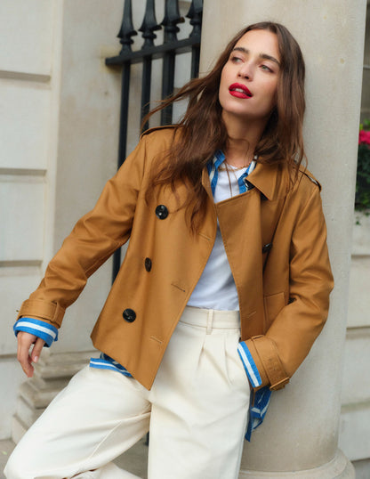 Mayfair Cropped Trench-Hazelnut Brown