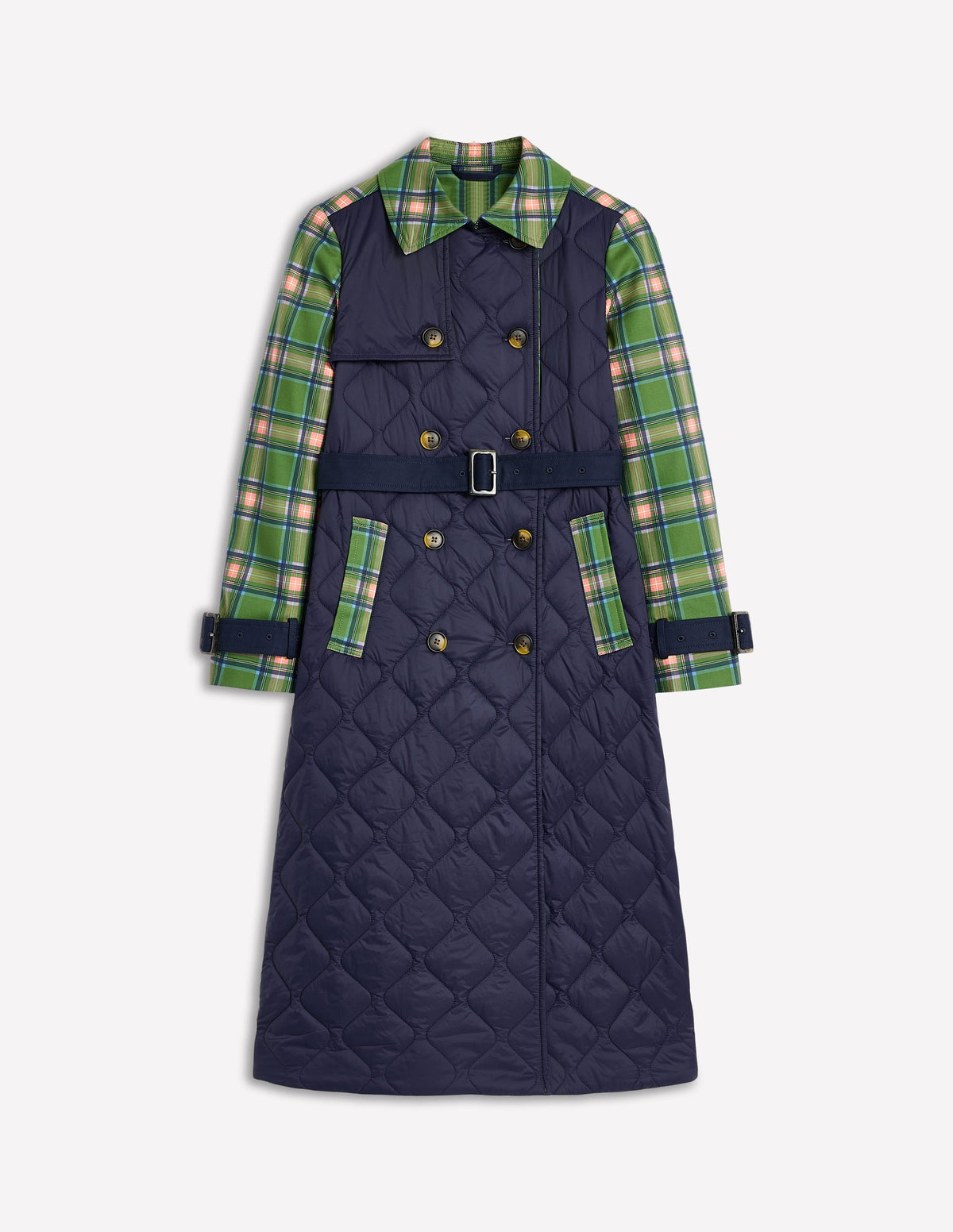 Quilted Trench Coat-Navy - Image 5