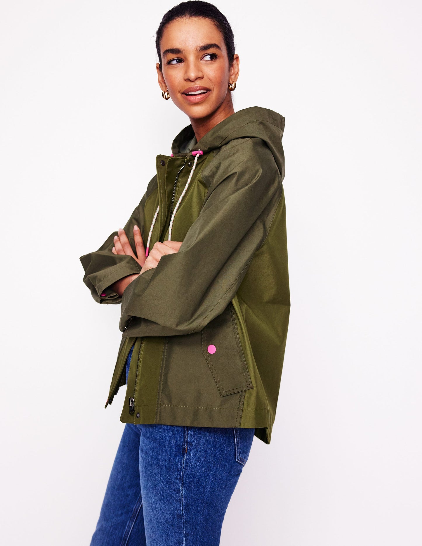 Cropped Raincoat-Khaki