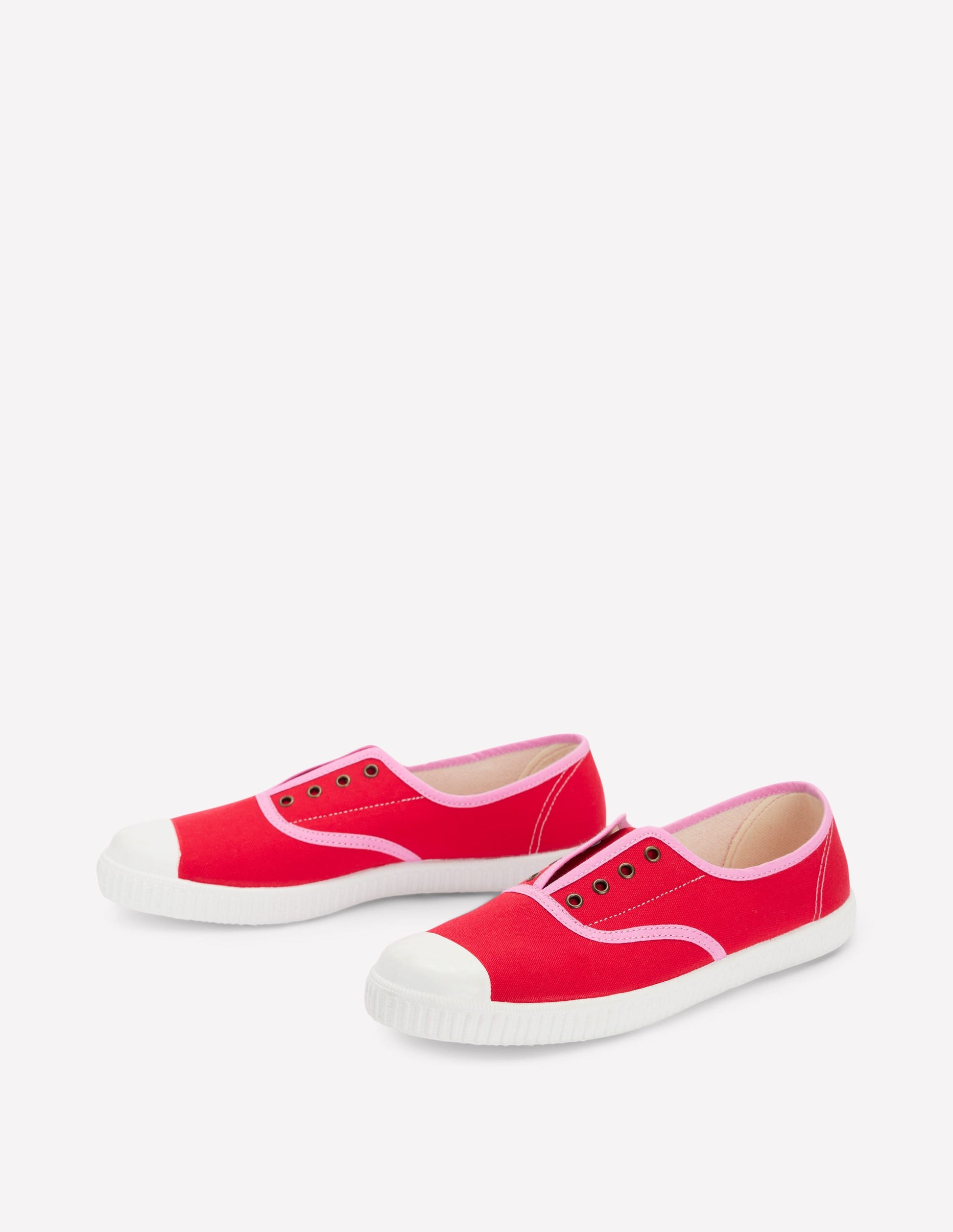 Laceless Canvas Plimsoll-Post Box Red/Soft Pink-3