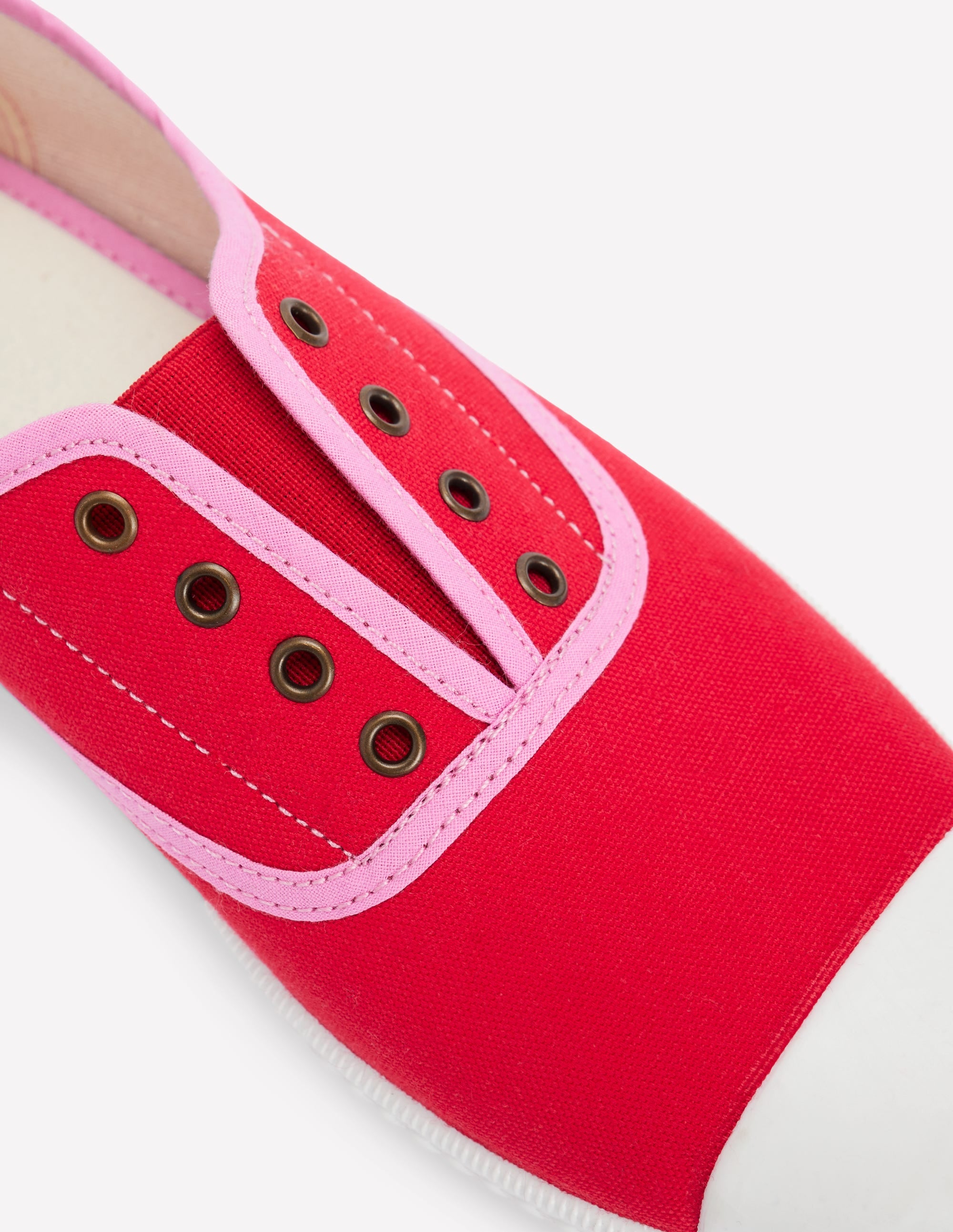 Laceless Canvas Plimsoll-Post Box Red/Soft Pink - Image 4
