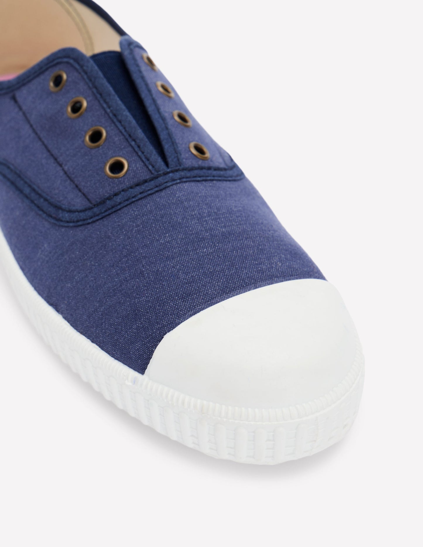 Laceless Canvas Sneakers-Navy