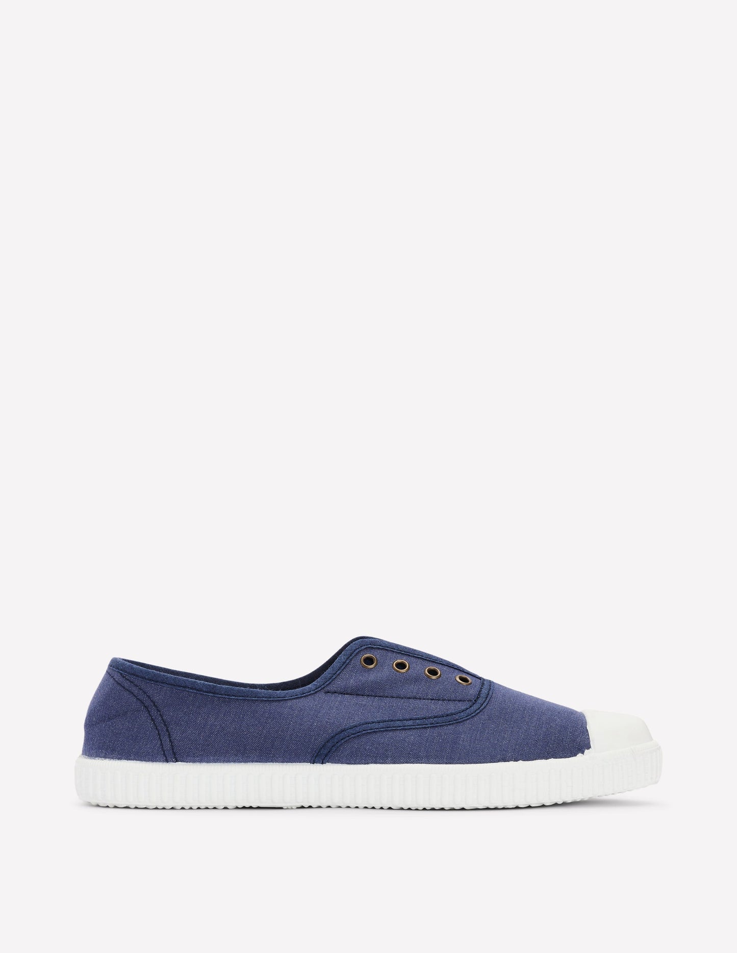 Laceless Canvas Sneakers-Navy