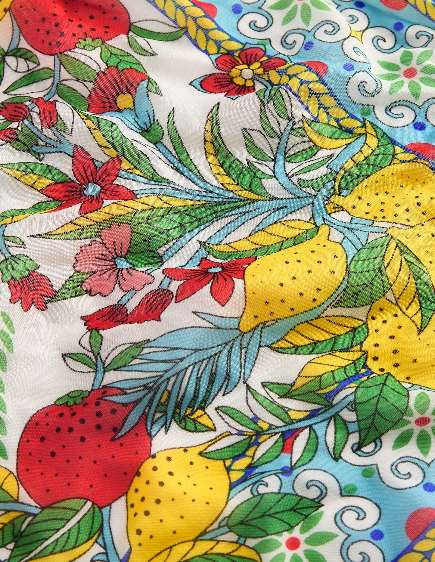 Printed Sarong Scarf-Multi, Citrus Vine Tile