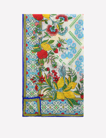 Printed Sarong Scarf-Multi, Citrus Vine Tile-2