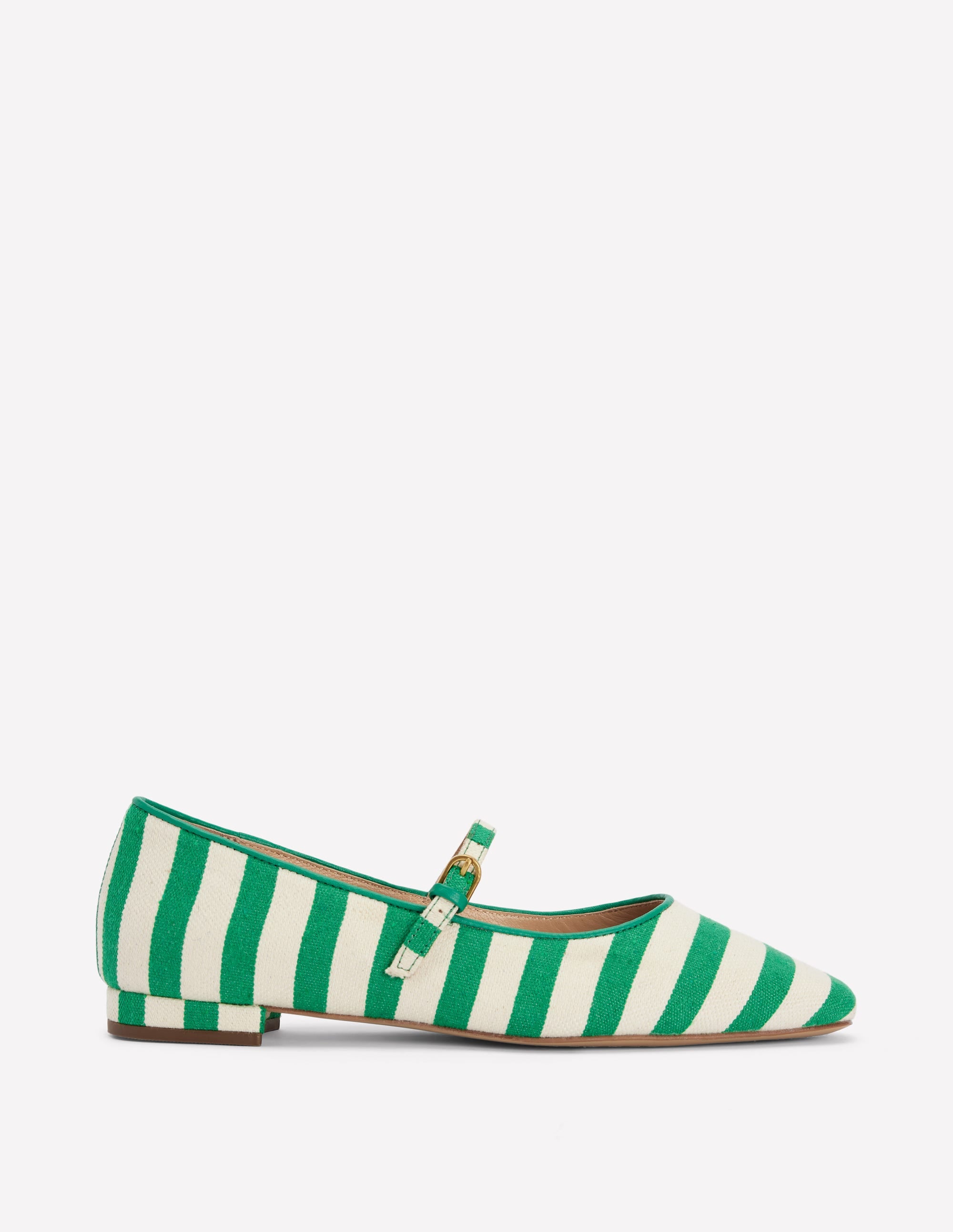 Penelope Mary Jane Flat-Rich Emerald Stripe - Image 1