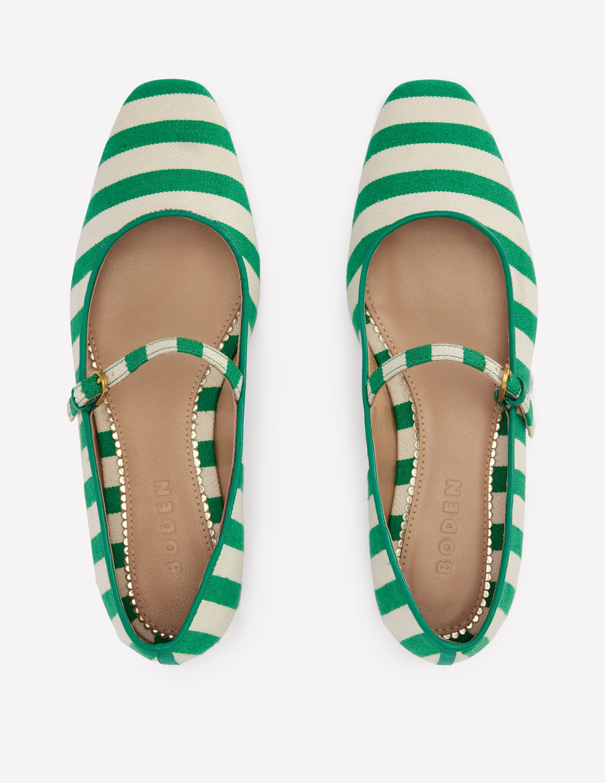 Penelope Mary Jane Flat-Rich Emerald Stripe - Image 5
