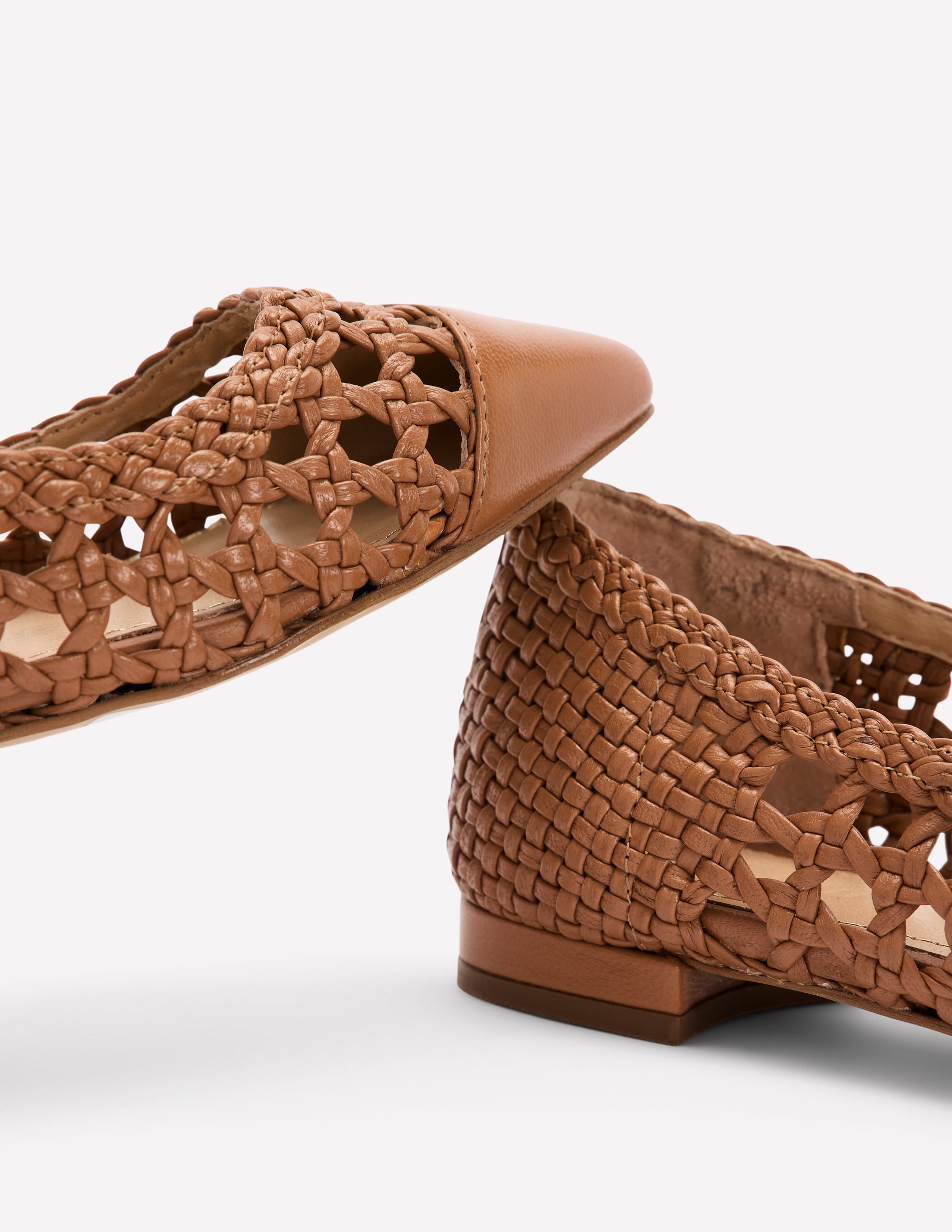 Penelope Mary Jane Flat-Tan Weave - Image 4