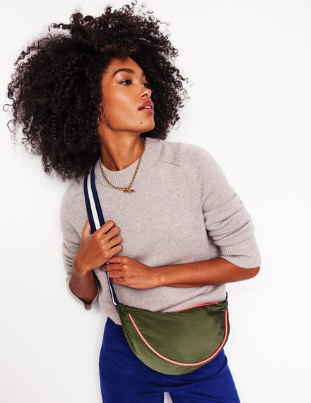 Nylon Cross-body Purse-Khaki