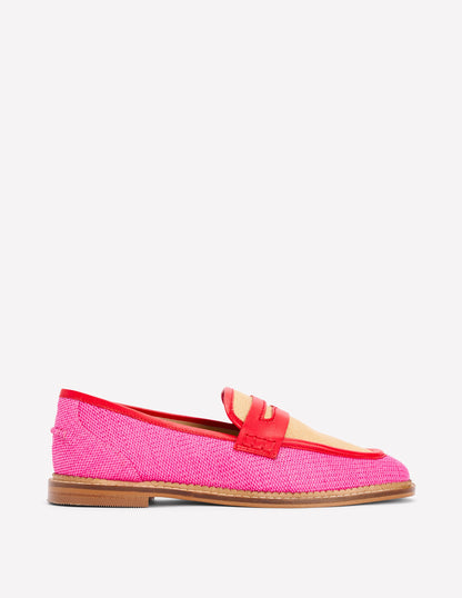 Nya Structured Penny Loafers-Pink/Natural Colourblock