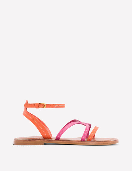 Casual Flat Sandal-Pink Peony/Gladioli Orange