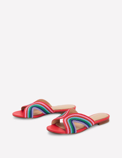 Striped Flat Sandals-Red, Multi