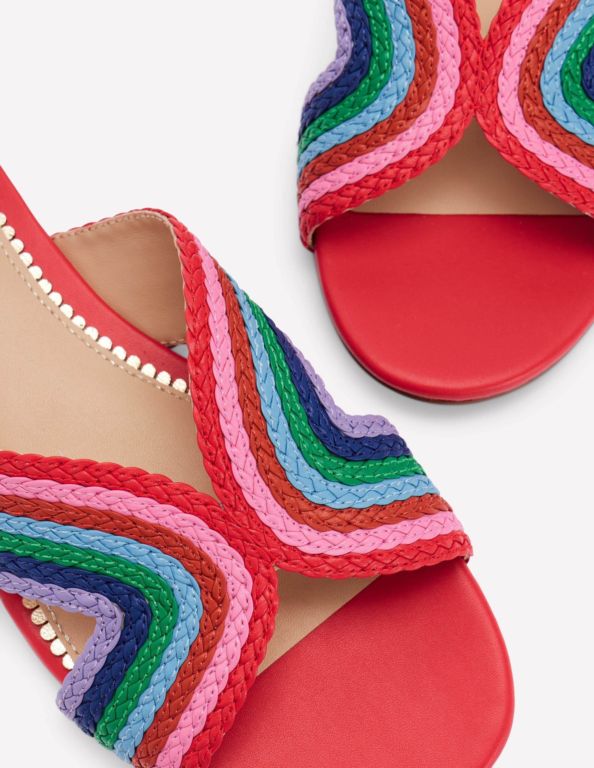 Striped Flat Sandals-Red, Multi - Image 4
