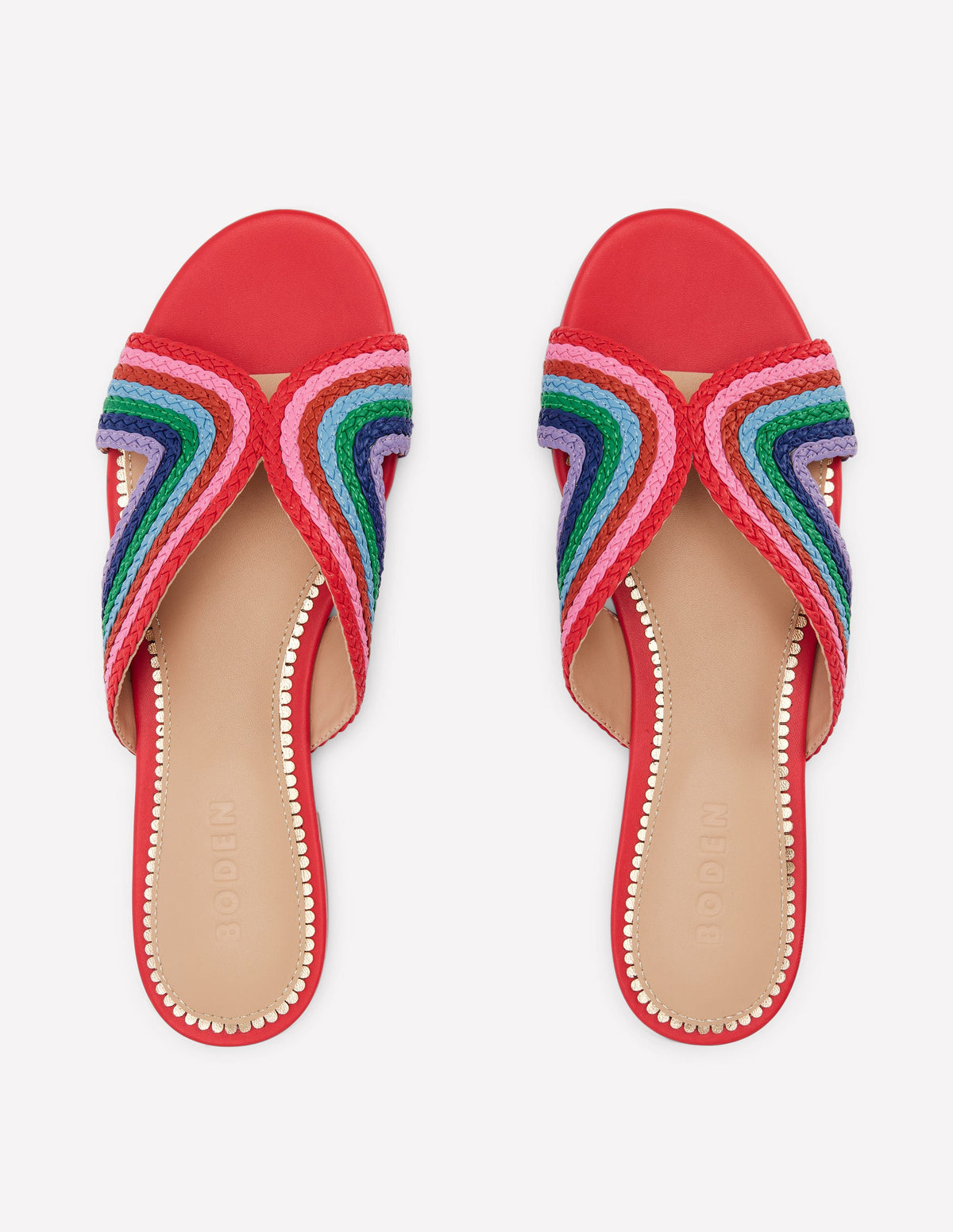 Striped Flat Sandals-Red, Multi - Image 5