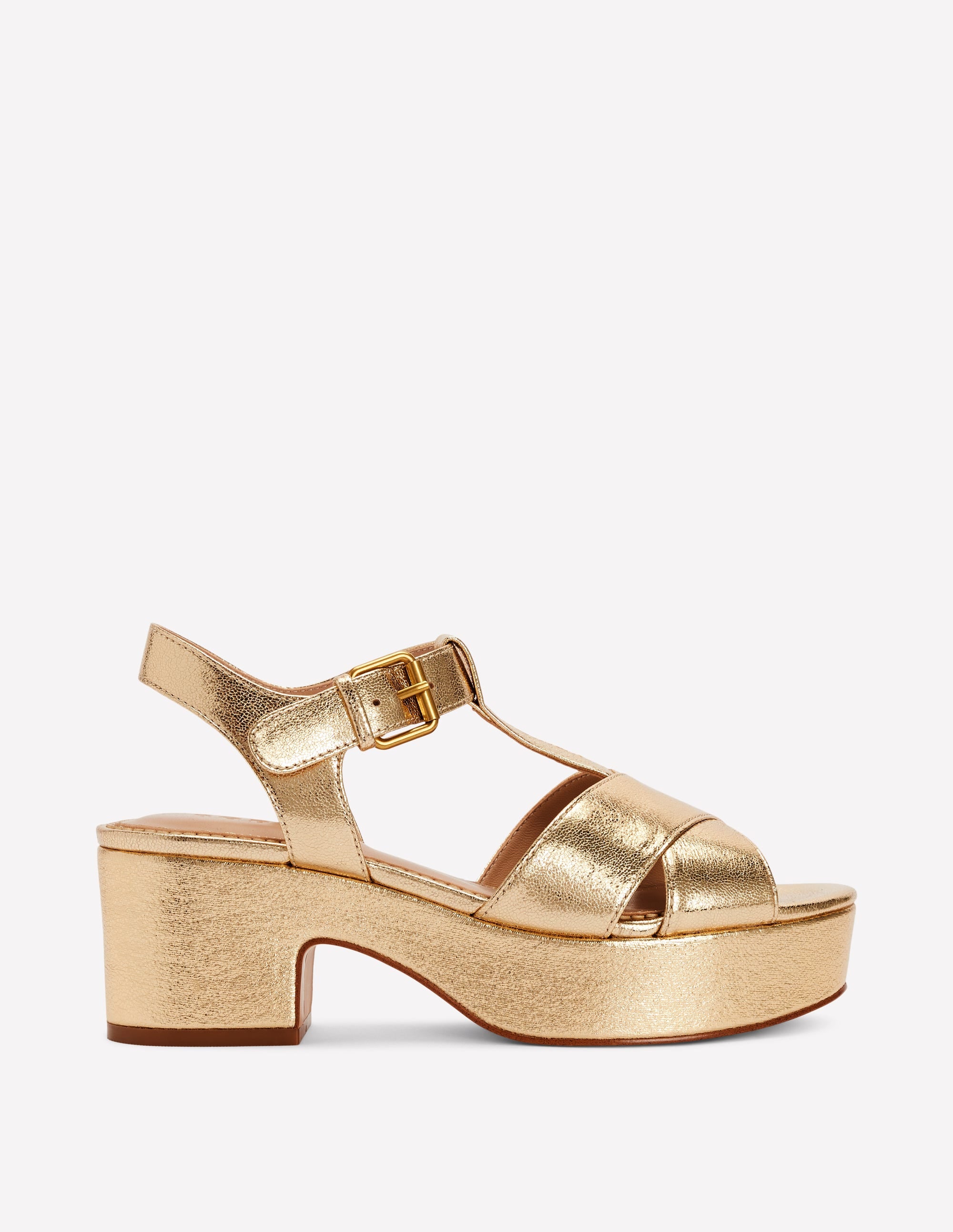 Cut Out Wedge Sandal-Metallic - Image 1