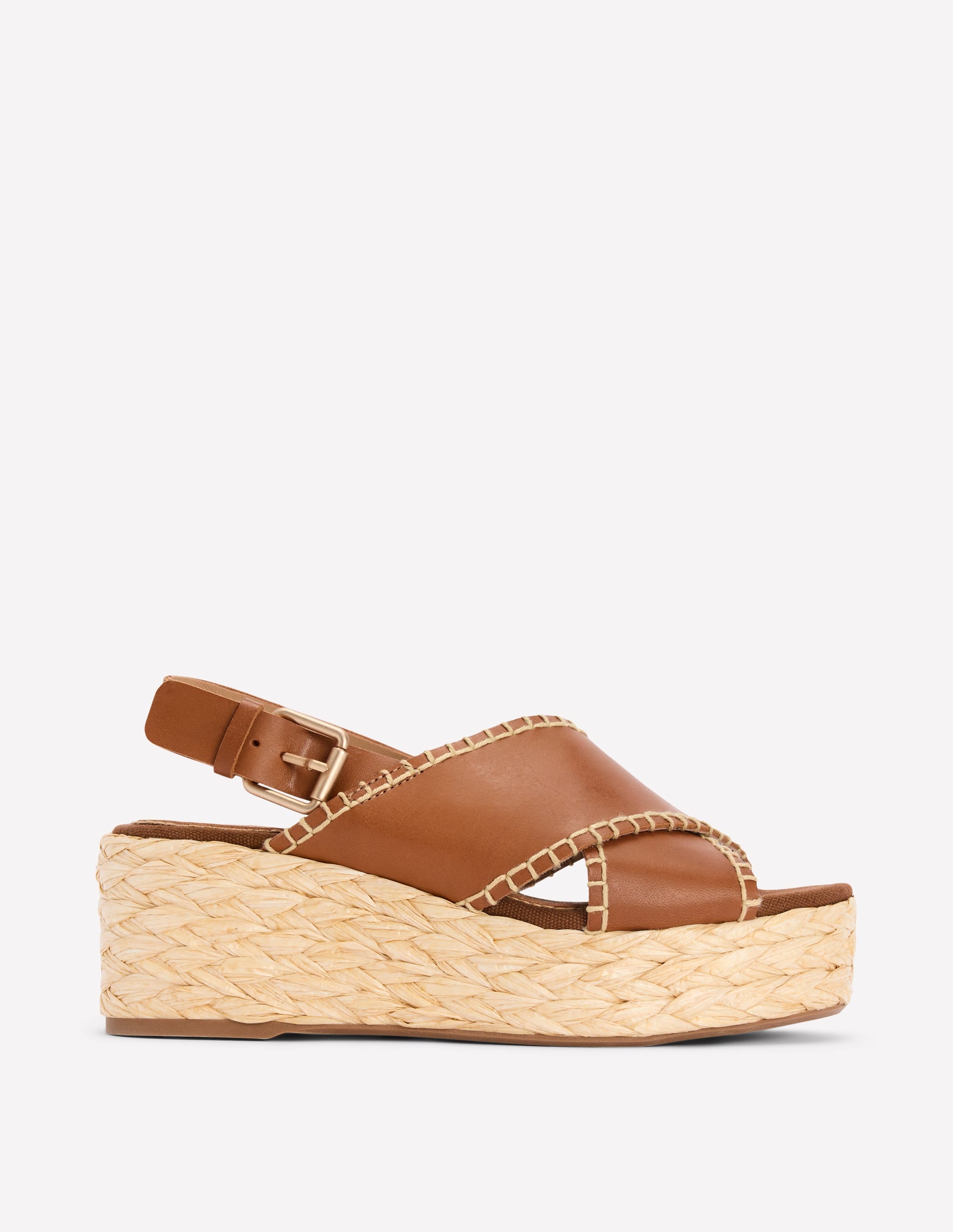 Cross Strap Espadrille-Tan - Image 1