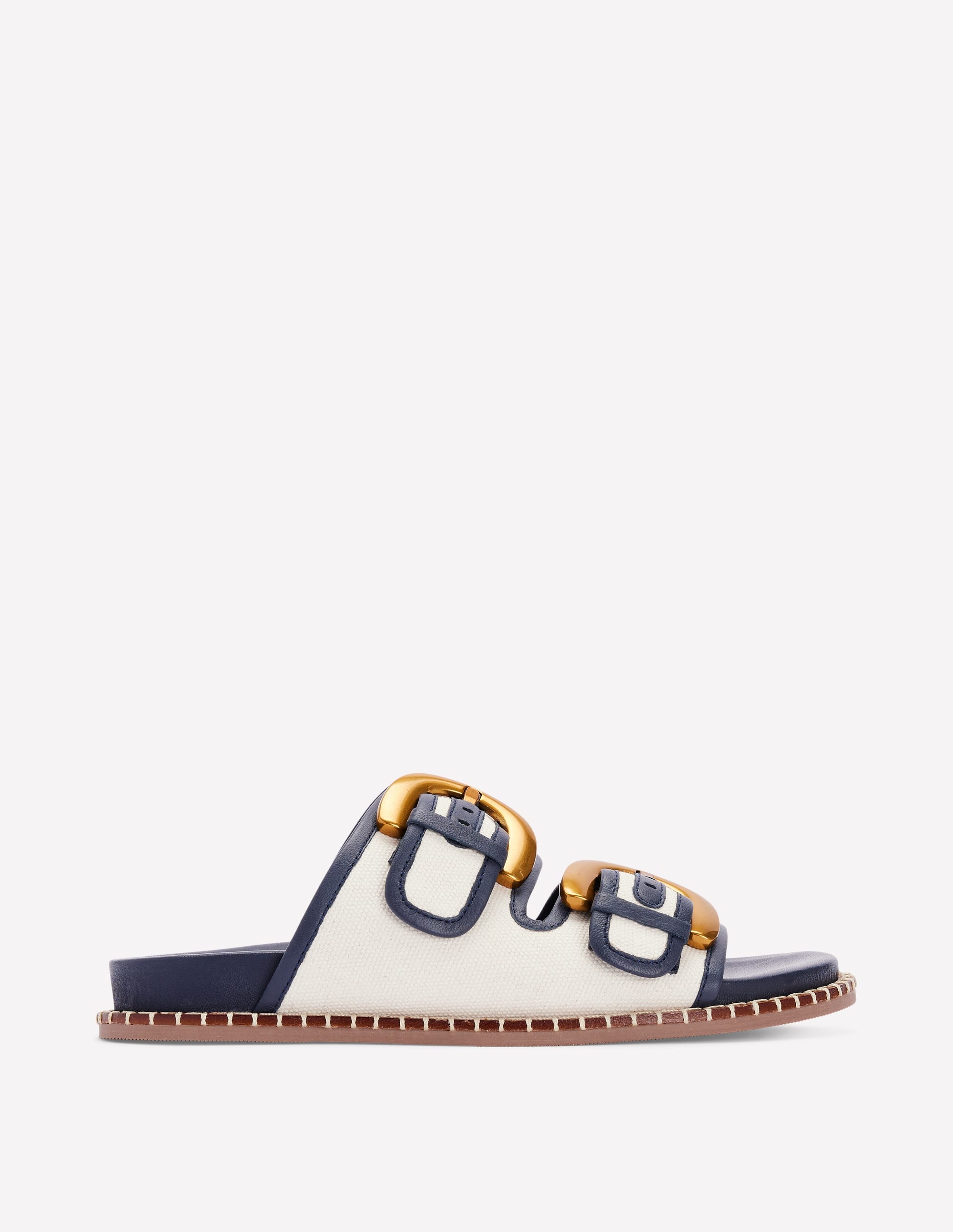 Alberta Footbed Sandals-Ivory/Navy - Image 1
