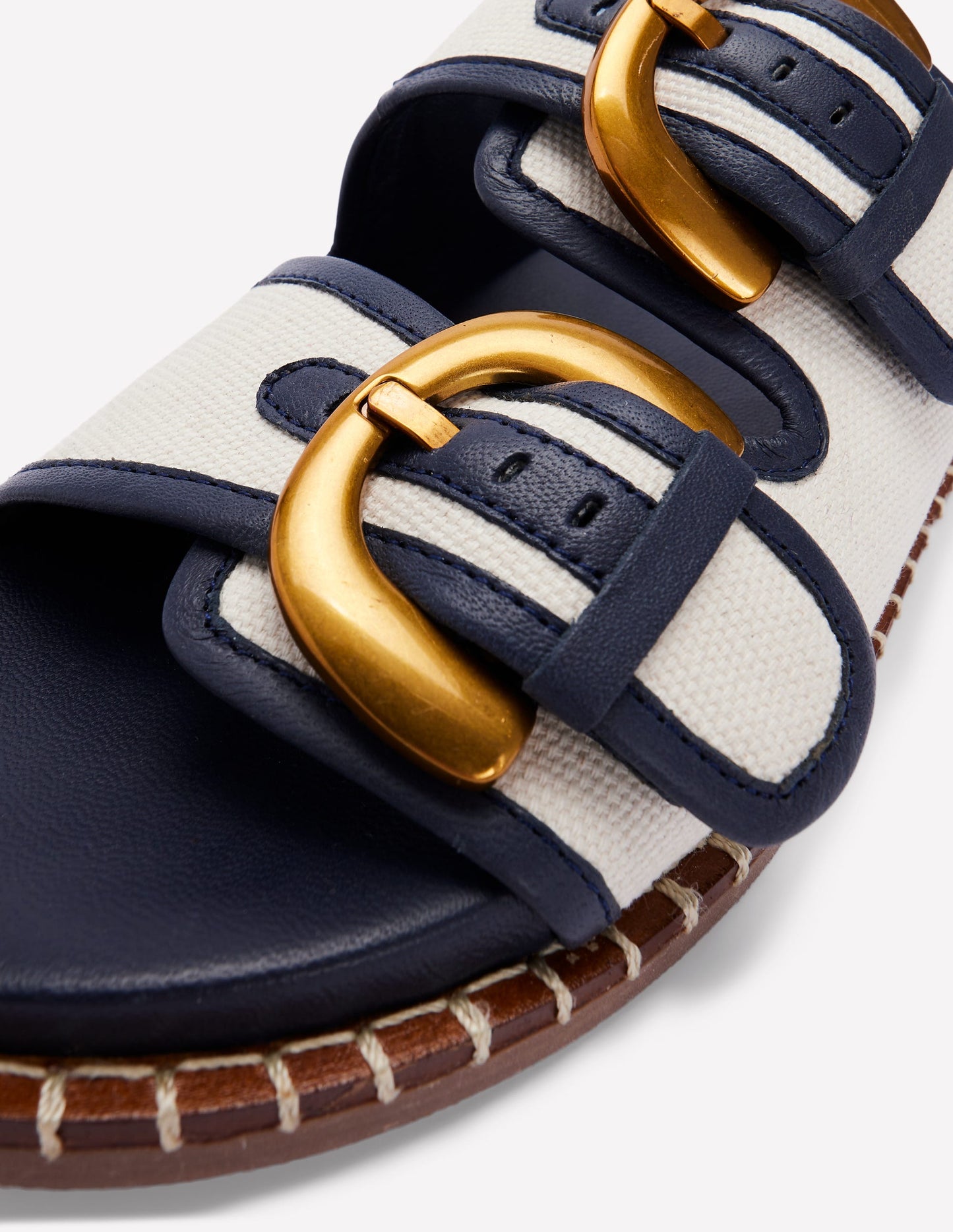 Alberta Footbed Sandal-Ivory/Navy