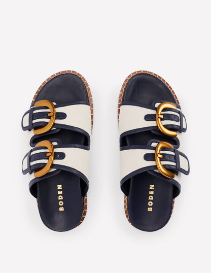 Alberta Footbed Sandal-Ivory/Navy