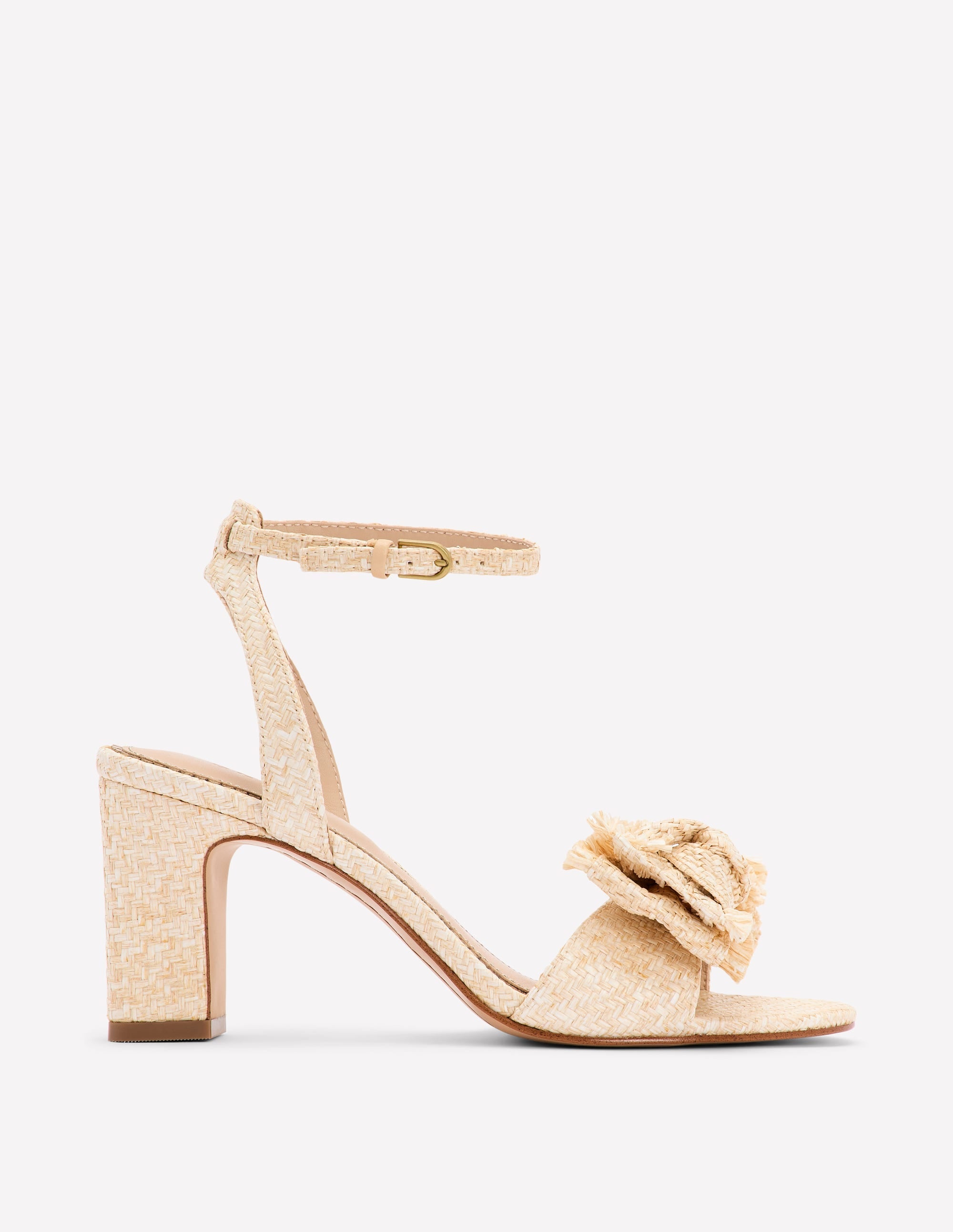 Bow Heeled Sandals-Natural - Image 1