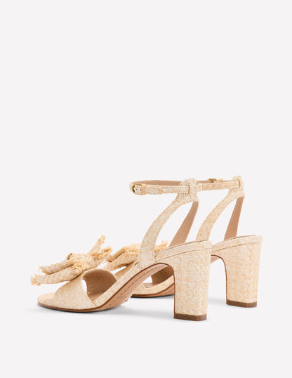 Bow Heeled Sandals-Natural