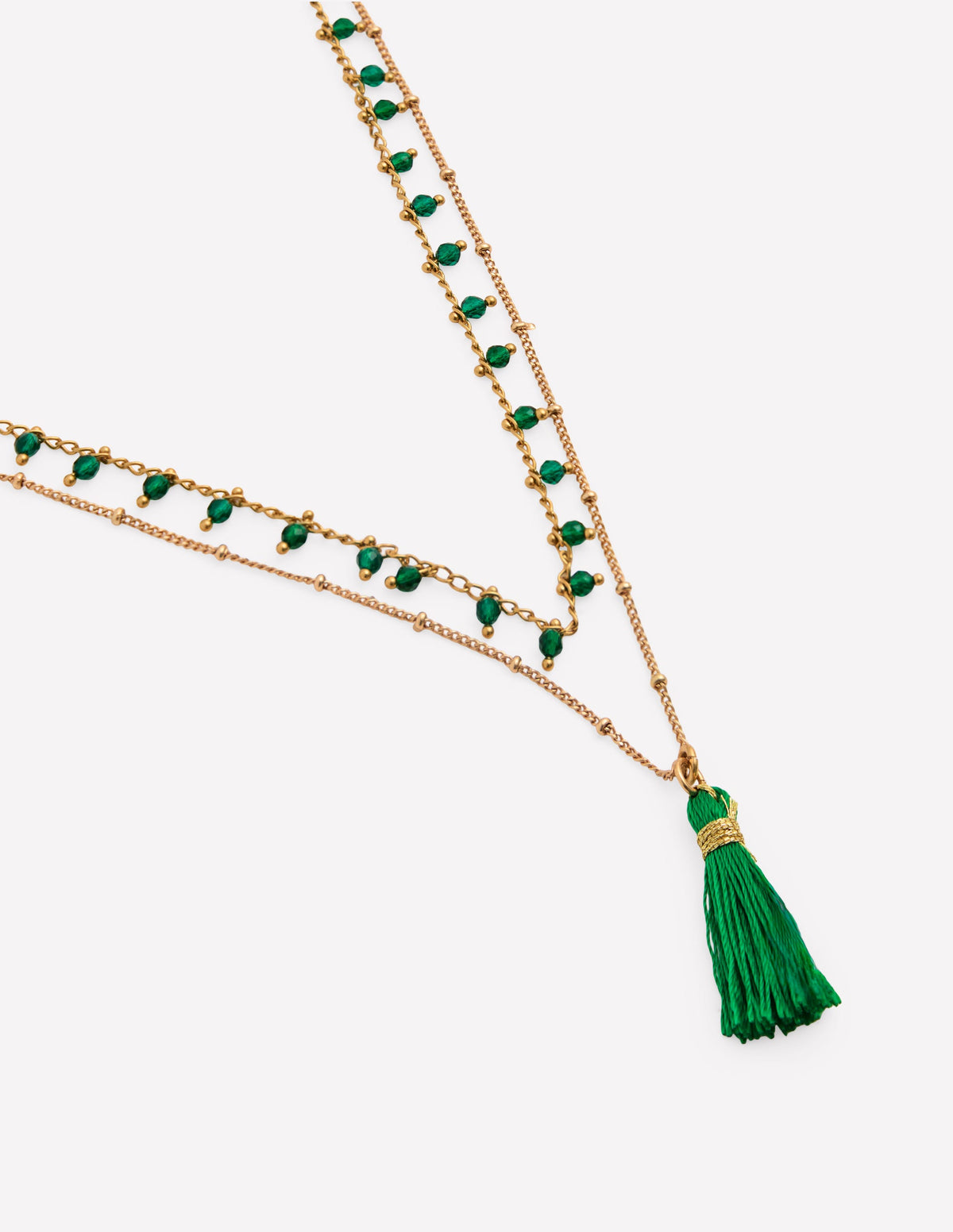 Long Line Layer Necklace-Green - Image 2