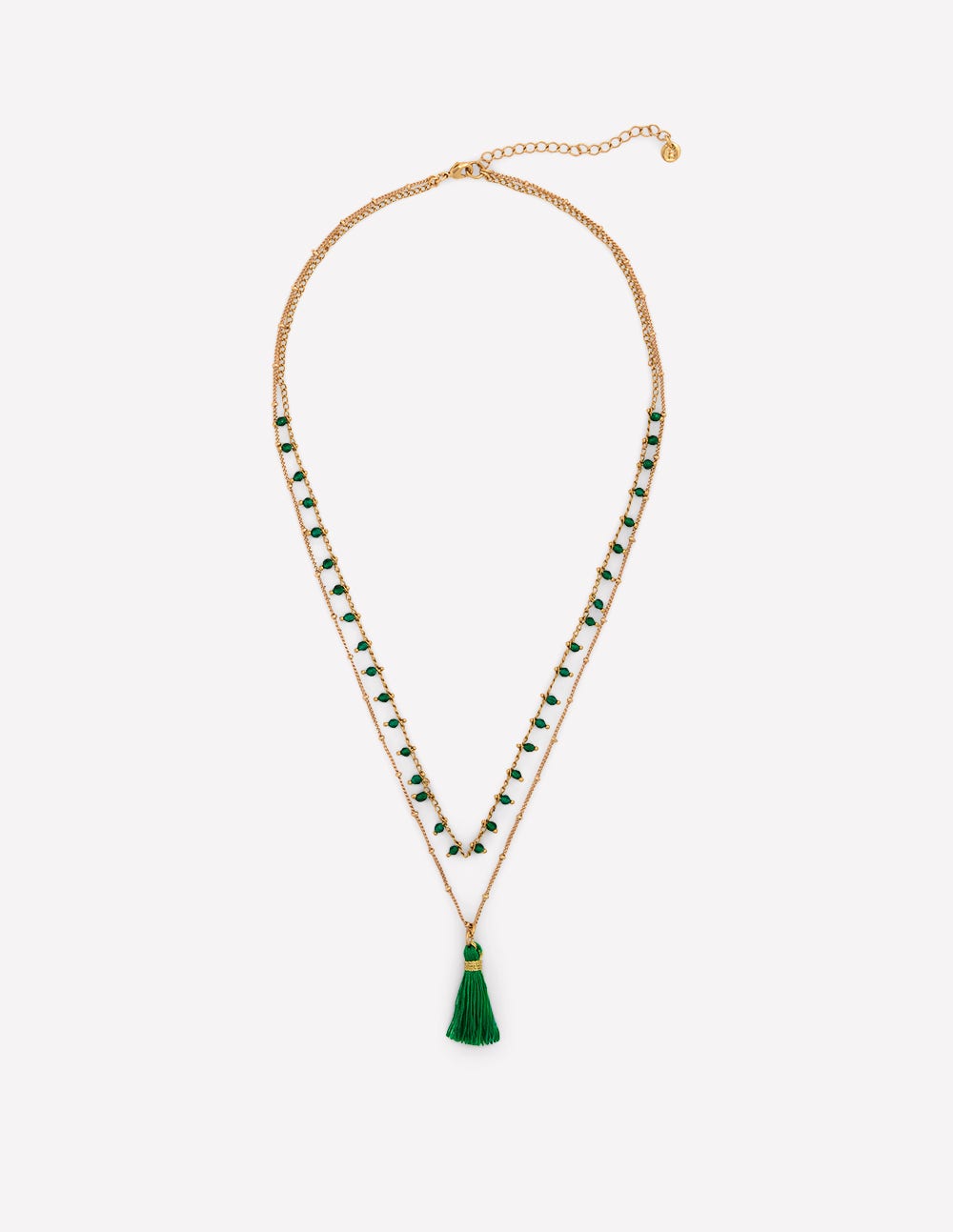 Long Line Layer Necklace-Green - Image 1