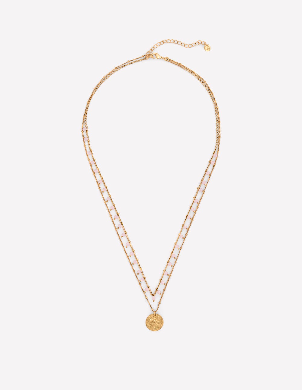 Long Line Layer Necklace-Pink - Image 1