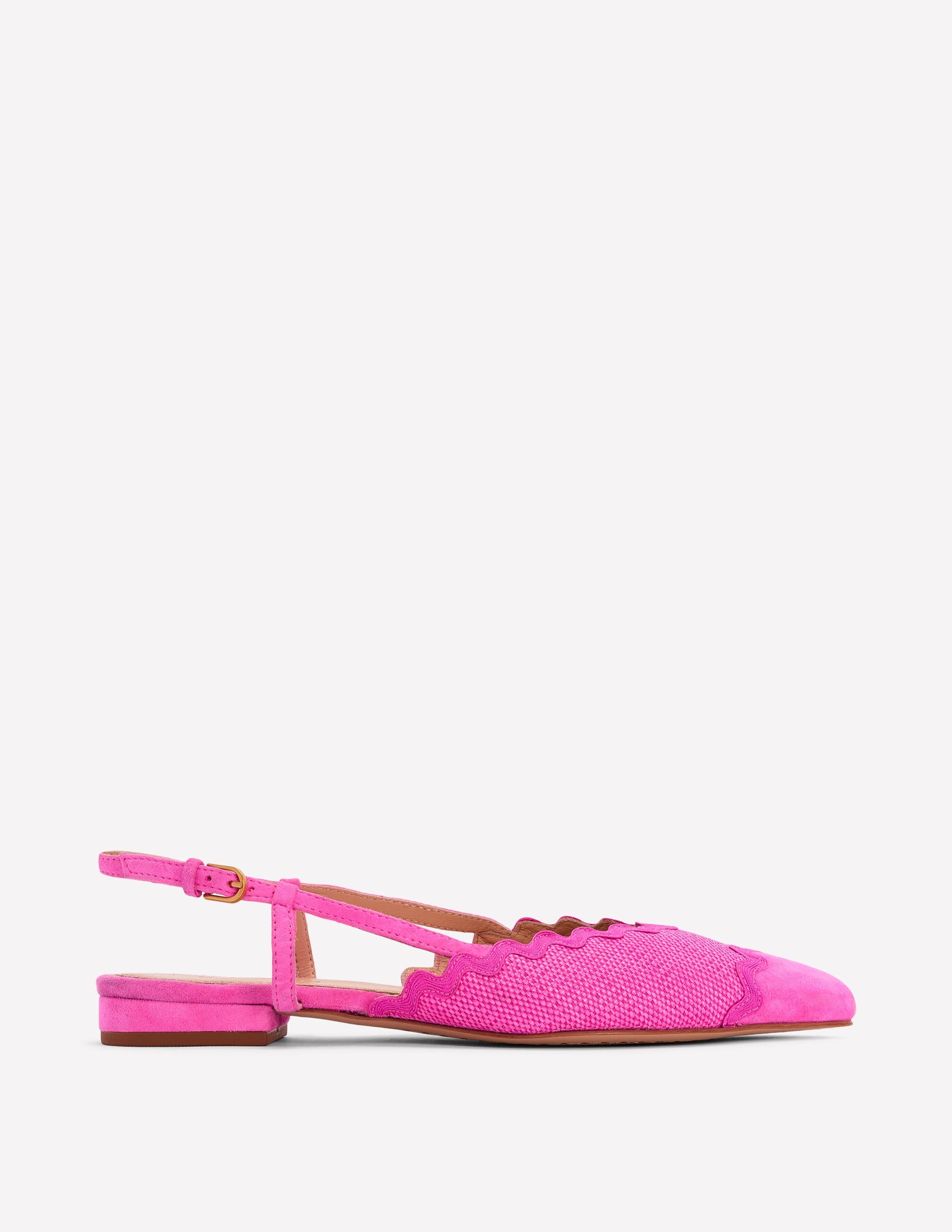 Ric Rac Detail Pointed Flats-Festival Pink - Image 1