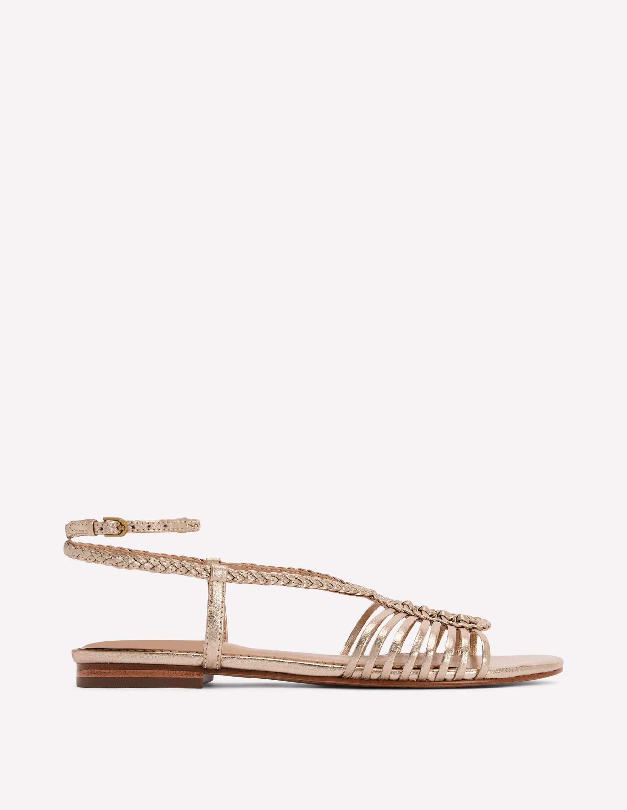 Multi Strap Flat Sandal-Gold - Image 1
