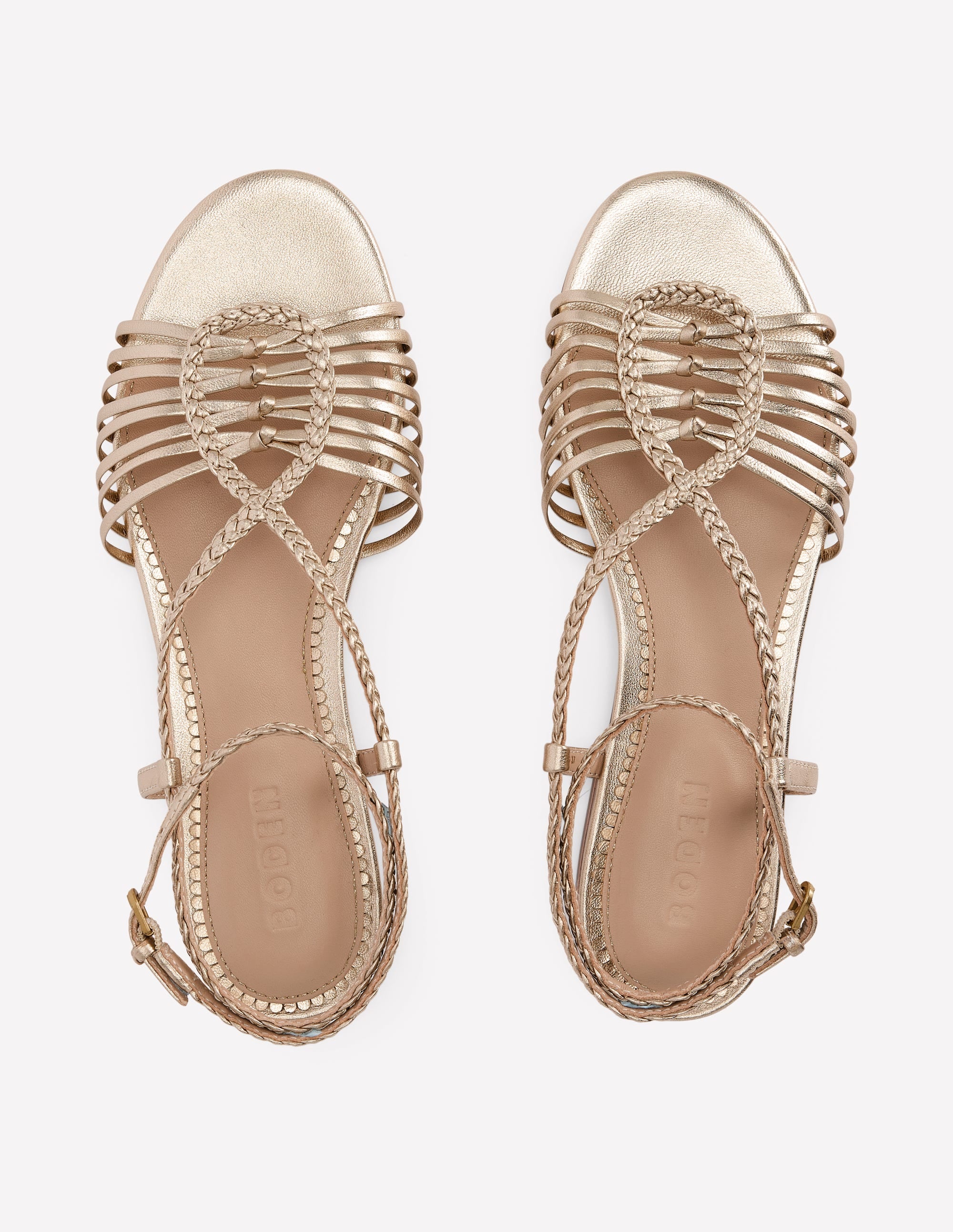 Multi Strap Flat Sandal-Gold - Image 5