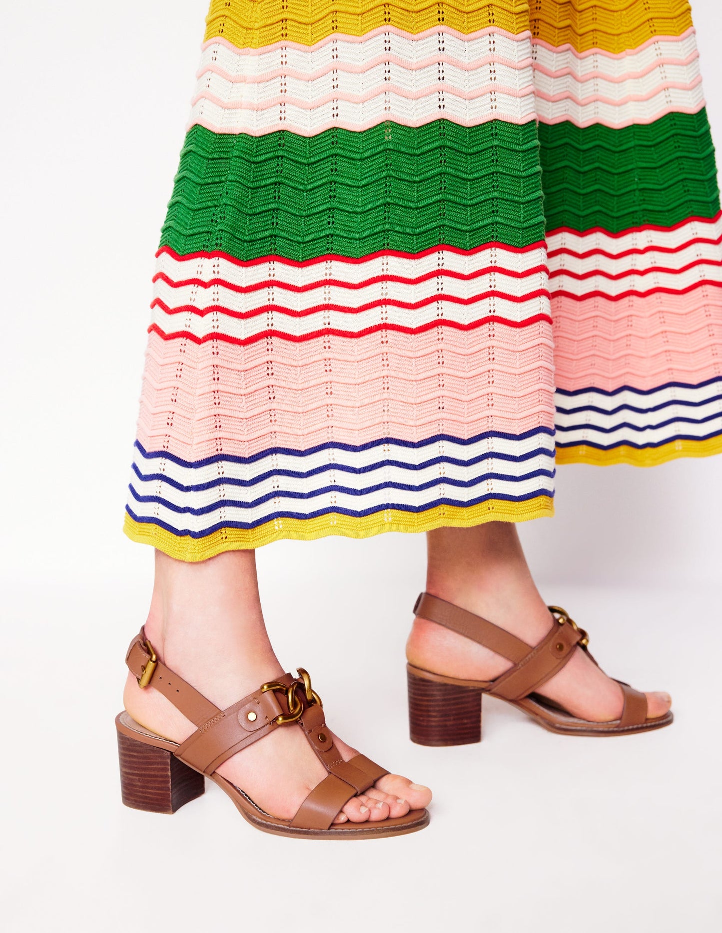 Block Heel Hardware Sandals-Tan