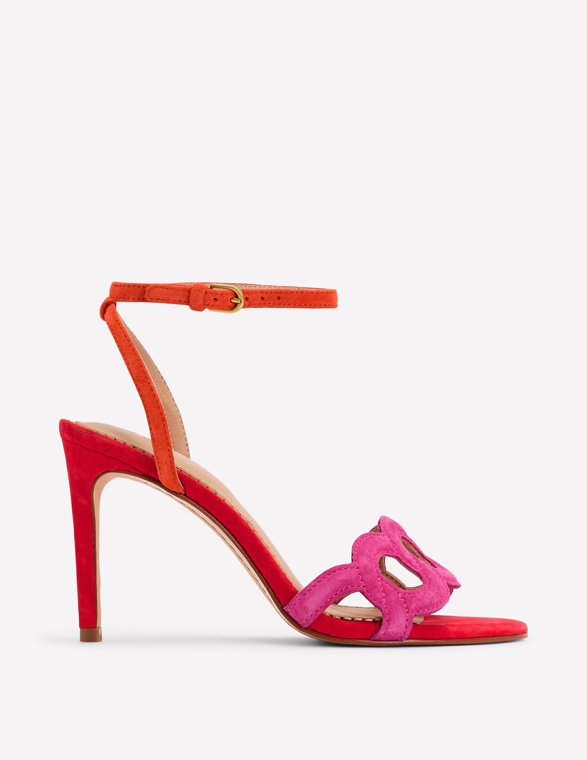 Circle Detail Heeled Sandal-Post Box Red/Sorbet Pink Boden USA