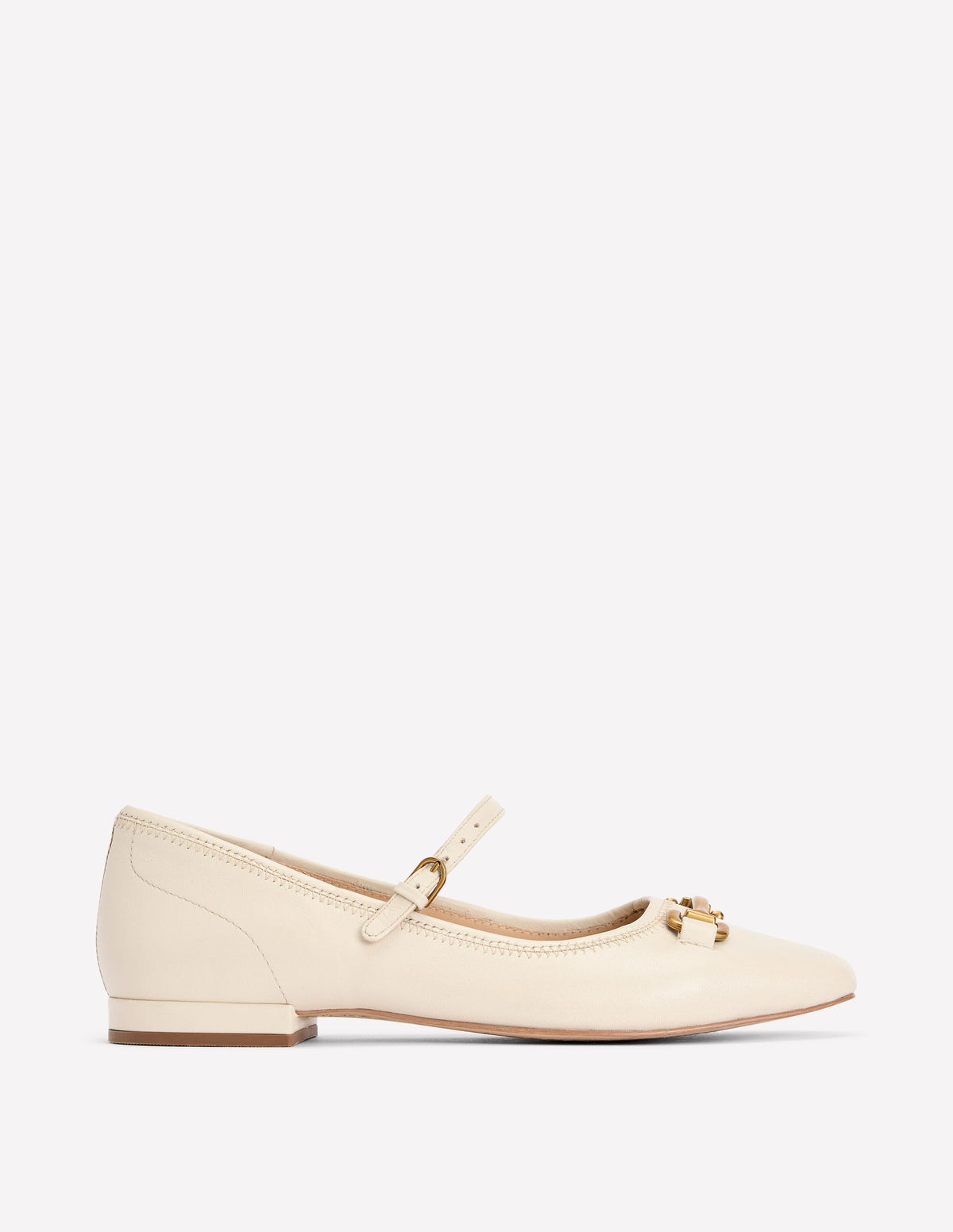 Iris Snaffle Mary Jane Flats-Ecru - Image 1
