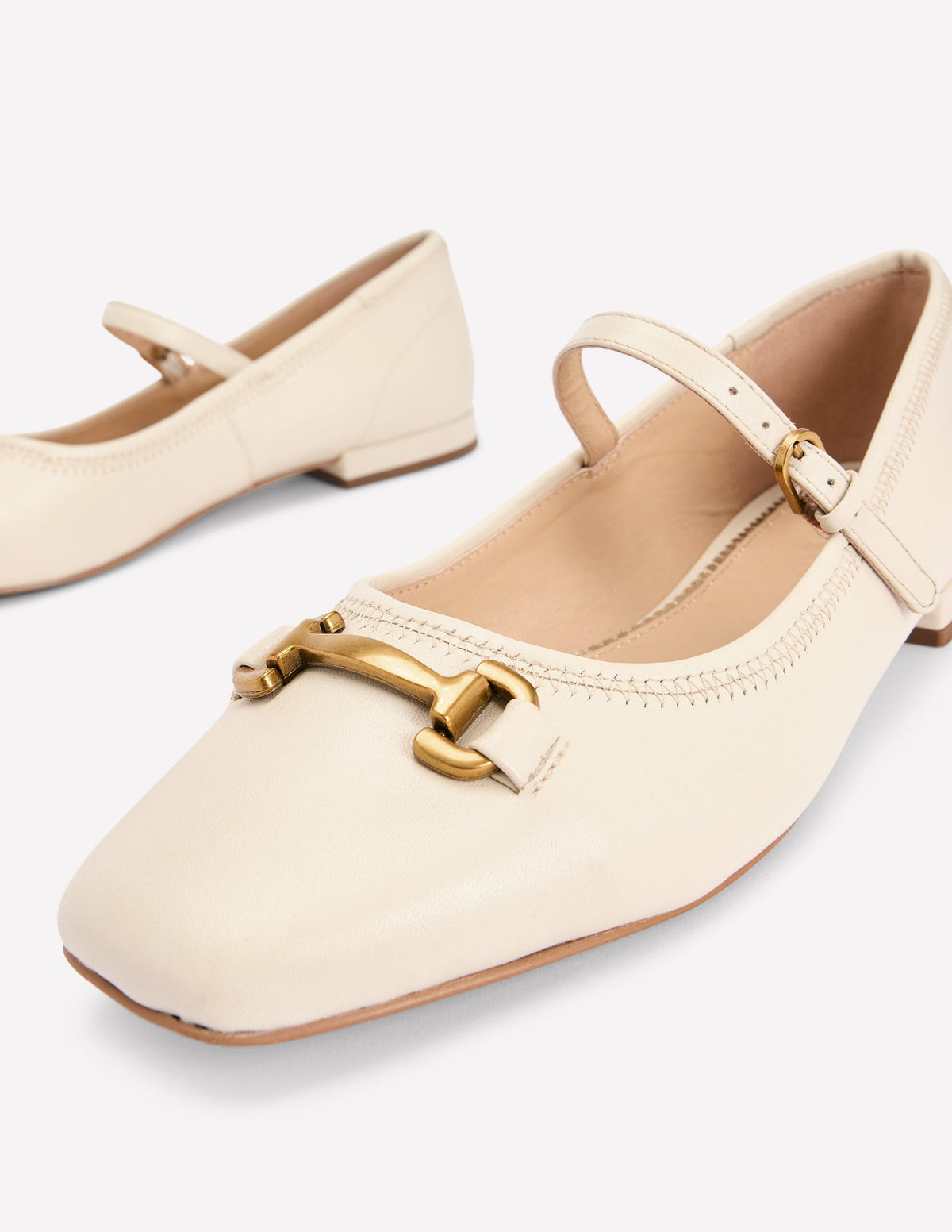 Iris Snaffle Mary Jane Flats-Ecru - Image 3