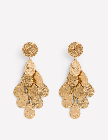 Hammered Teardrop Earrings-Gold